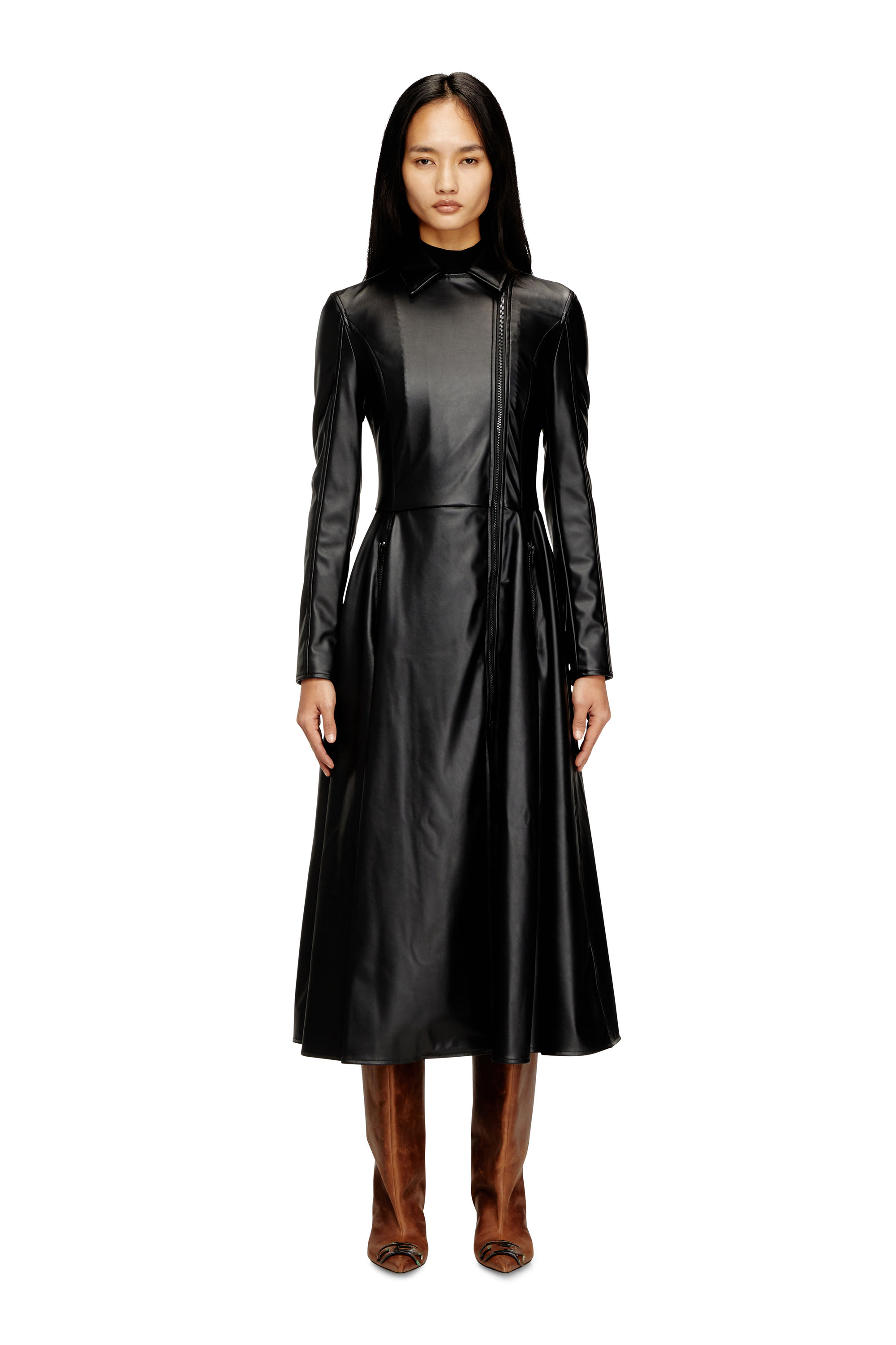Diesel - D-RAGON, Vestido abrigo midi con detalles de motorista Mujer in ToBeDefined - 3