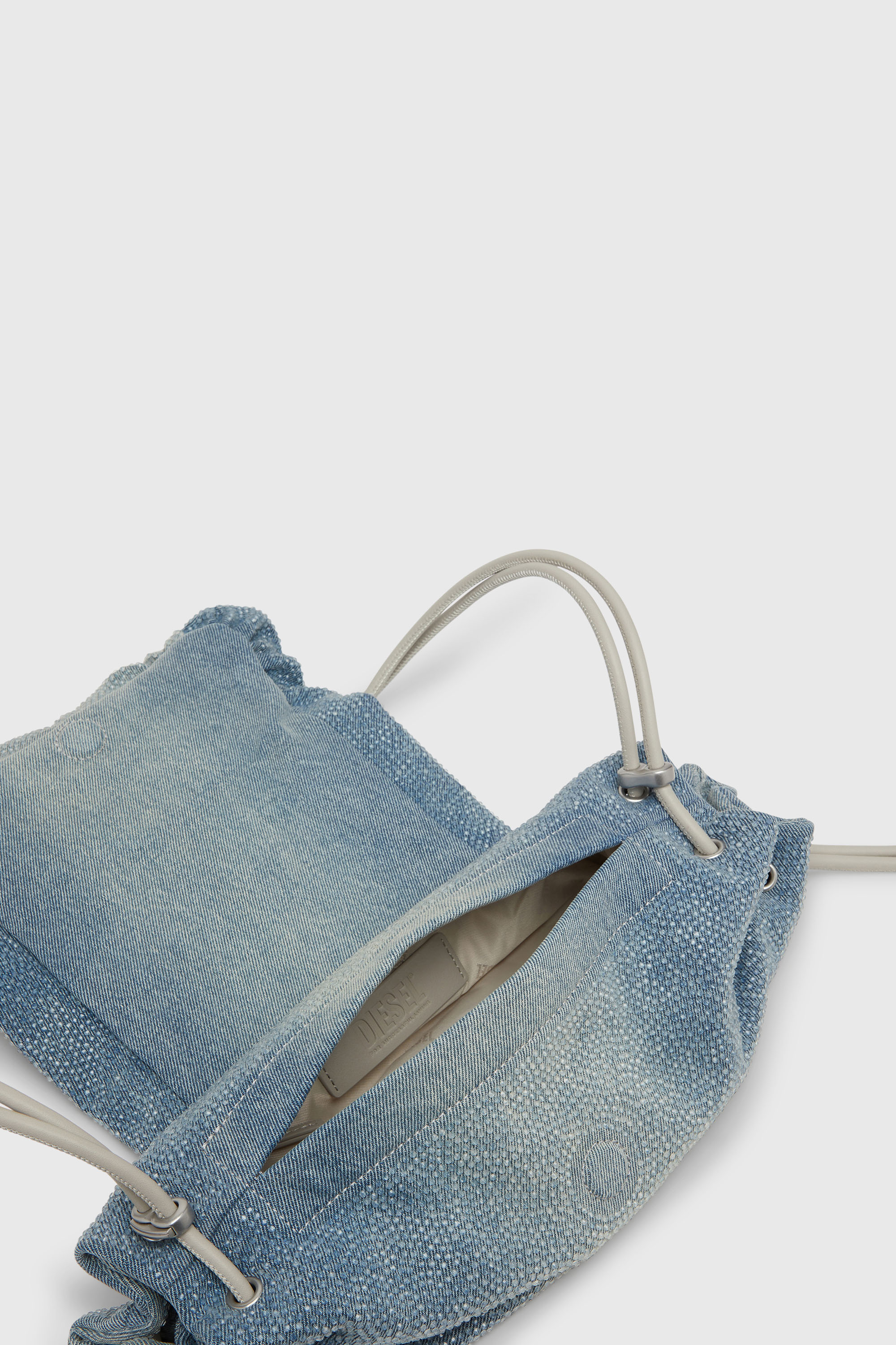 Diesel - SCRUNCH-D SHOULDER S, Scrunch-D - Bolso de hombro denim con cristales transparentes Mujer in Azul marino - 4