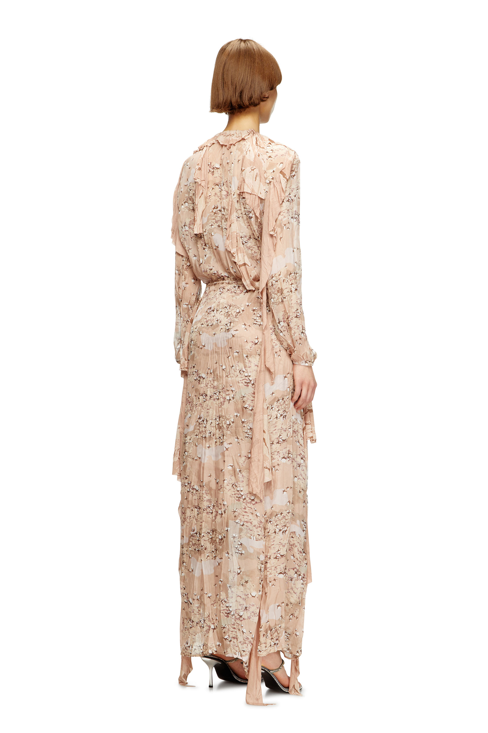 Diesel - D-AZZLING-R1, Maxivestido con volantes de chifón de camuflaje Mujer in Rosa - 4
