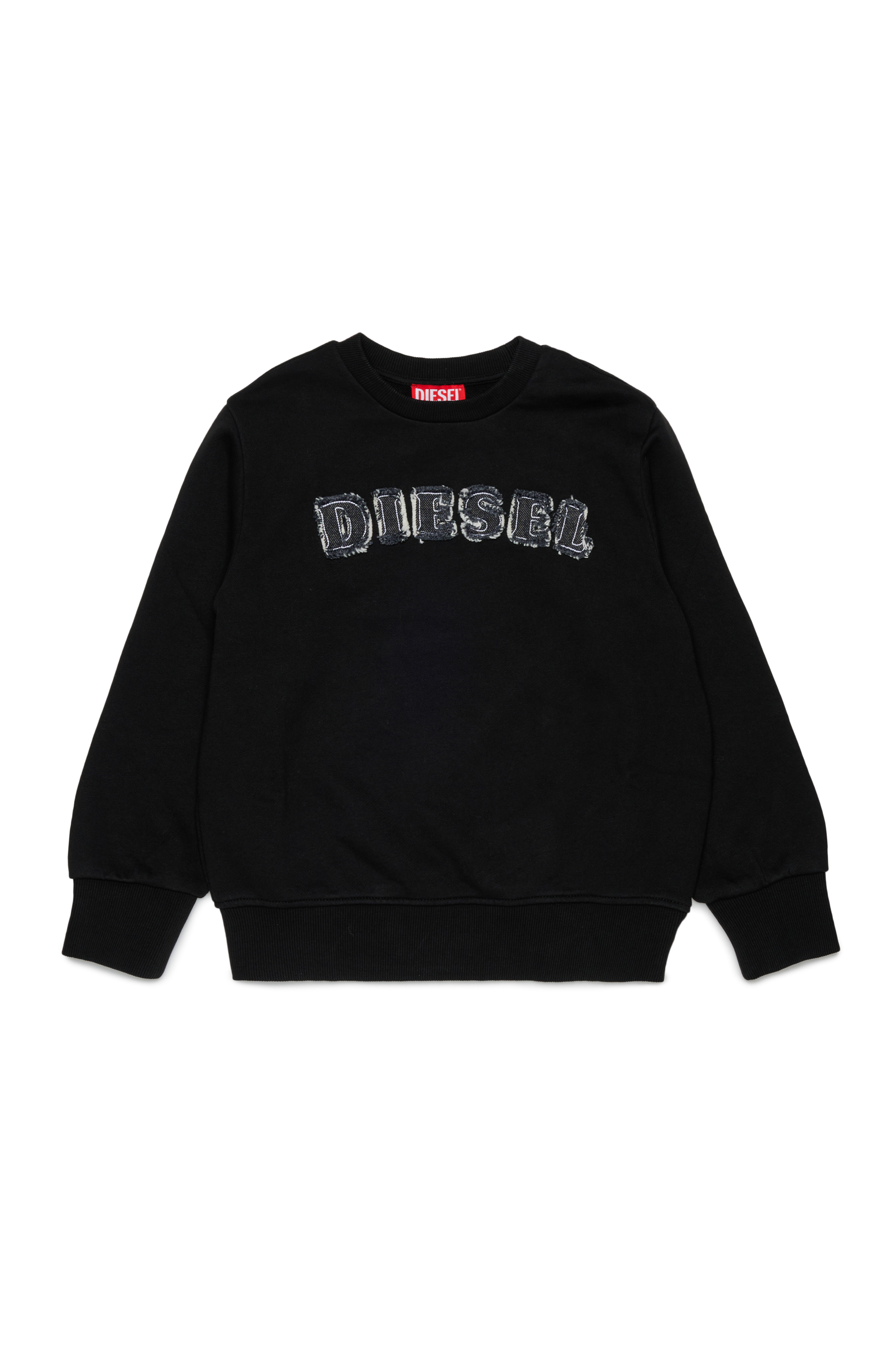 Diesel - SJEANS OVER, Sudadera con letras del logo deshilachadas Hombre in Negro - 1