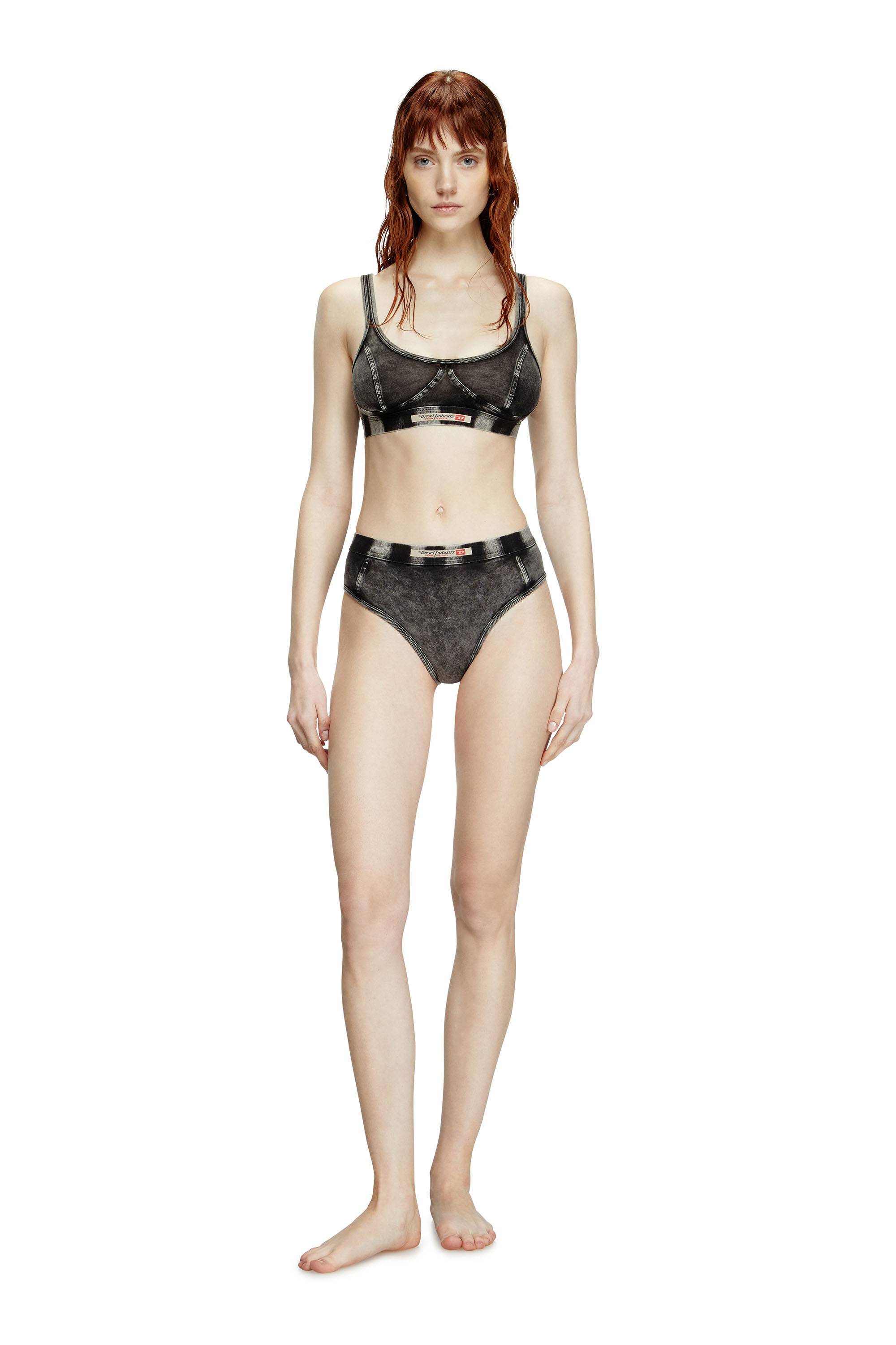 Diesel - KASSIE-DNM, Bralette de tejido con efecto denim Mujer in Negro - 5