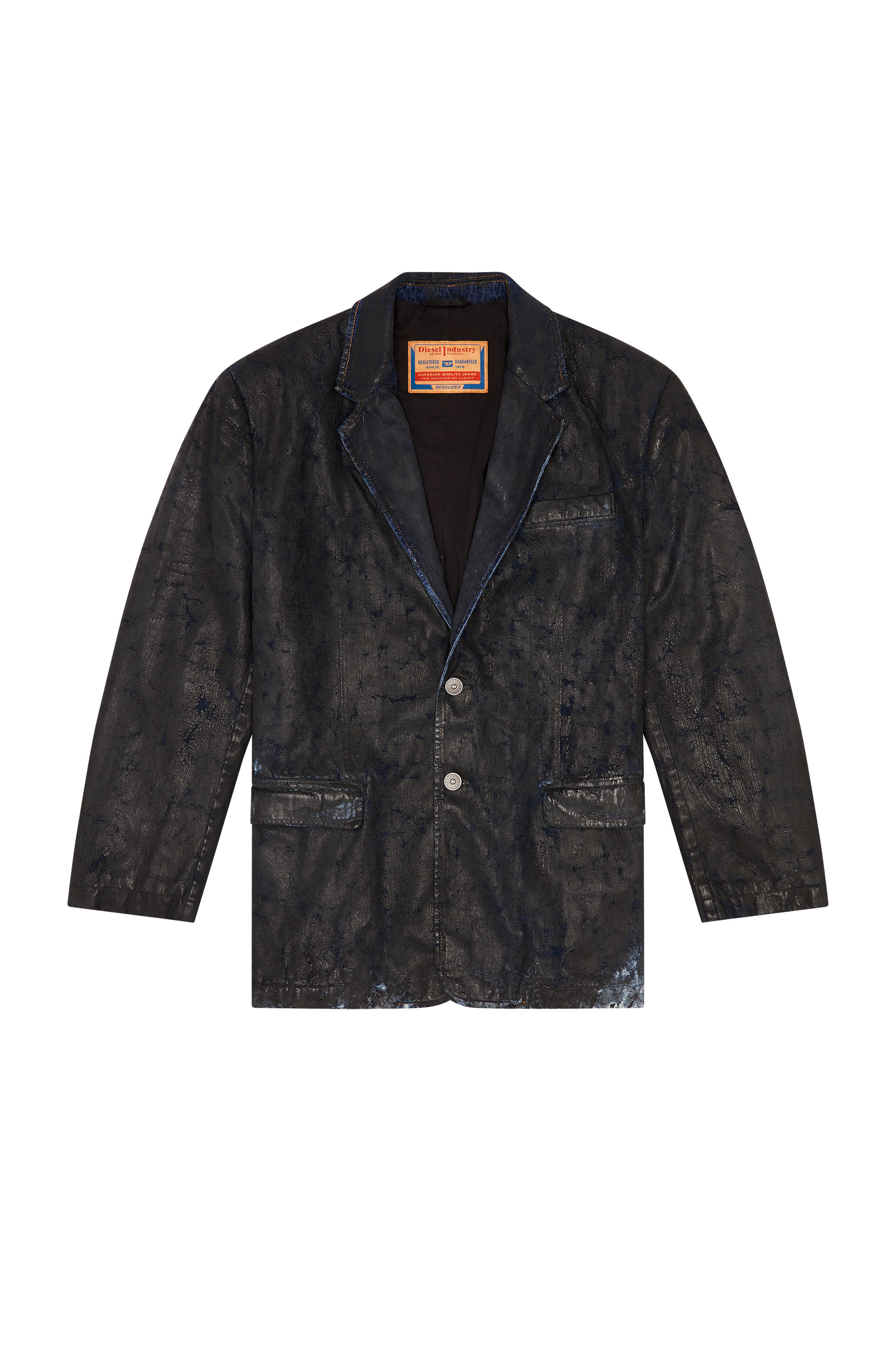 Diesel - D-BLA-FSE, Blazer de denim con recubrimiento craquelado Hombre in Negro - 2