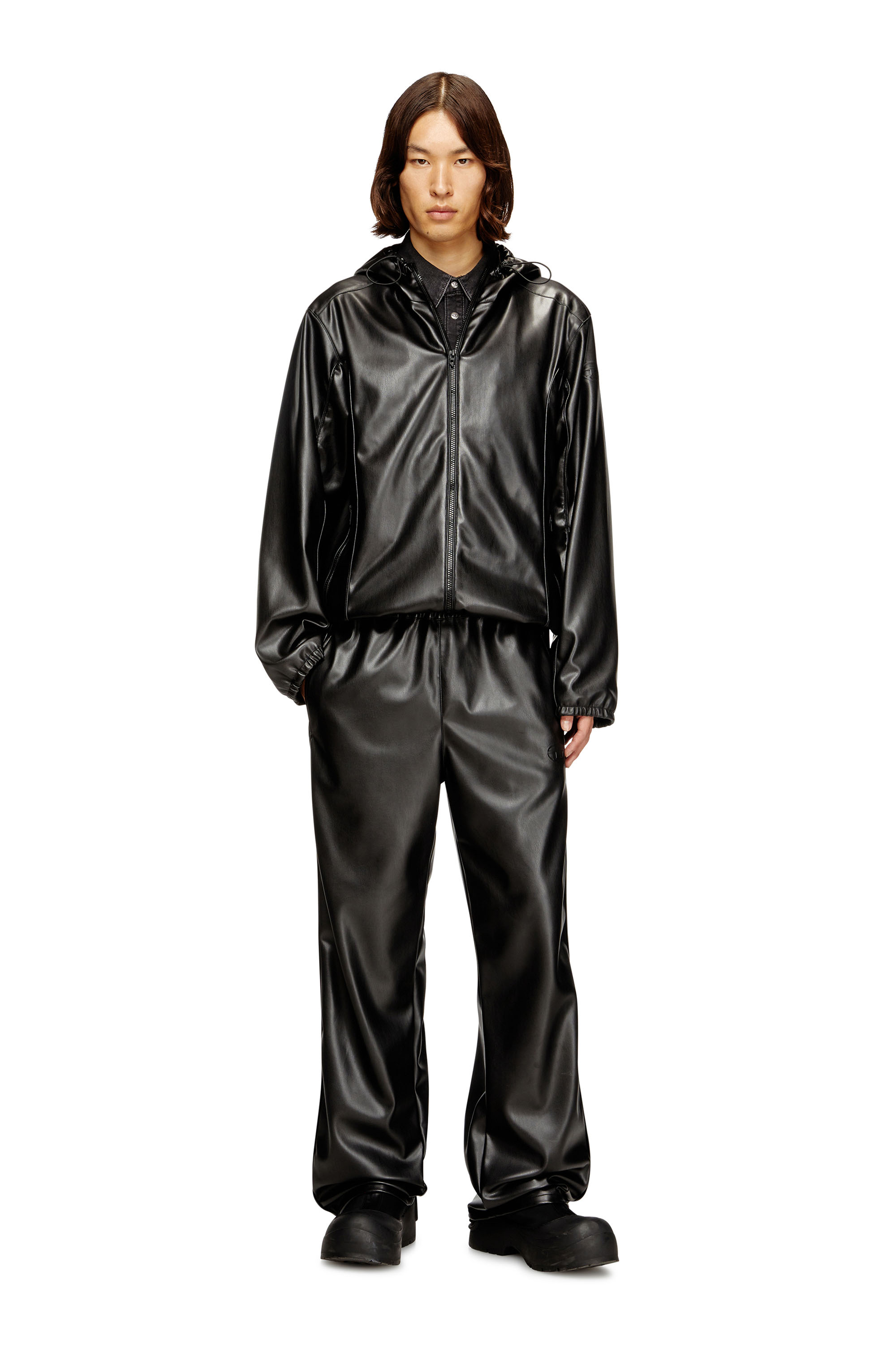 Diesel - J-HIVES-PGBX, Cortavientos con capucha en tejido recubierto Hombre in Negro - 1