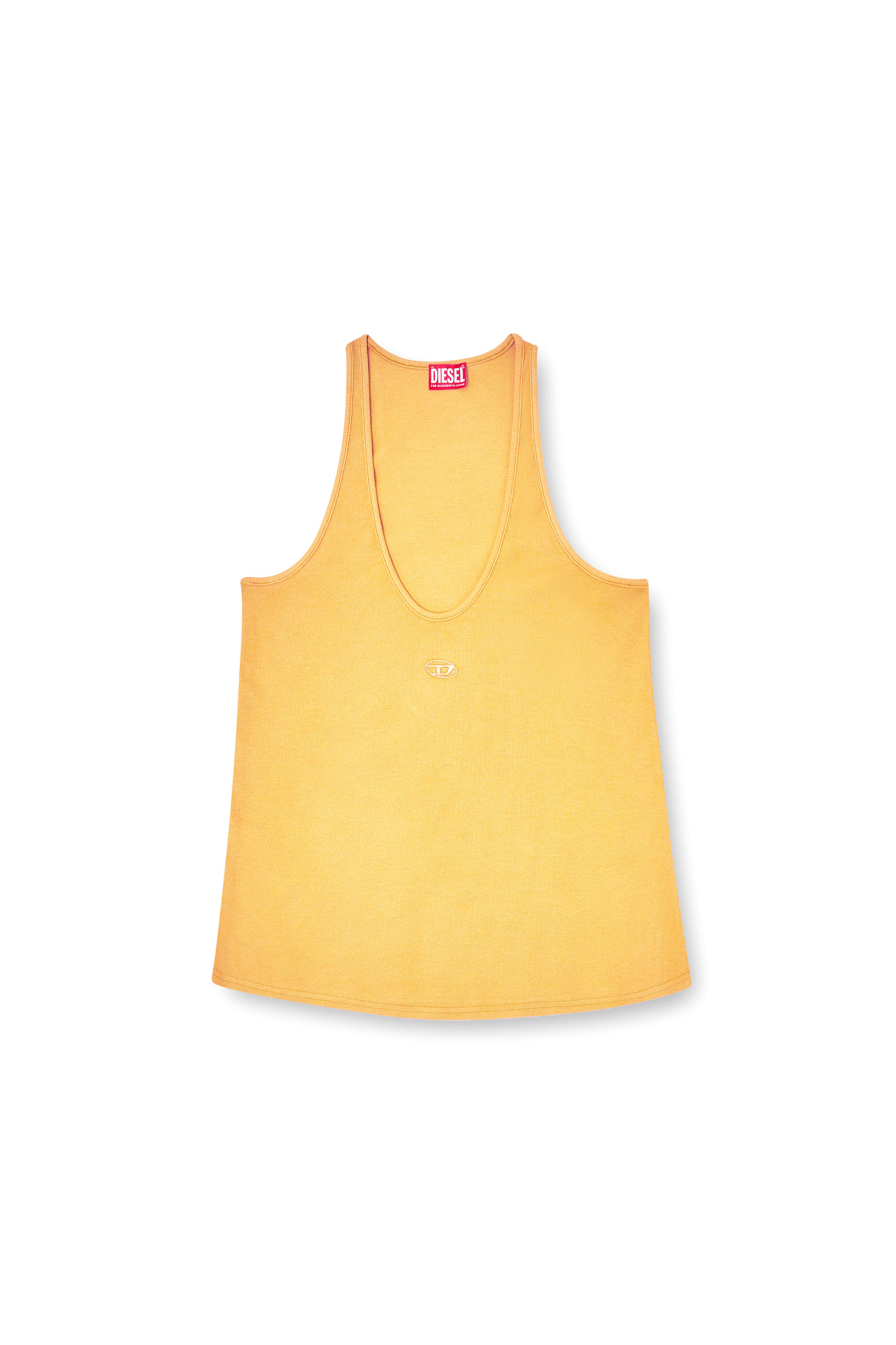 Diesel - T-IPSYA-LKDS, Camiseta con tirantes de canalé con Oval D Mujer in Naranja - 3