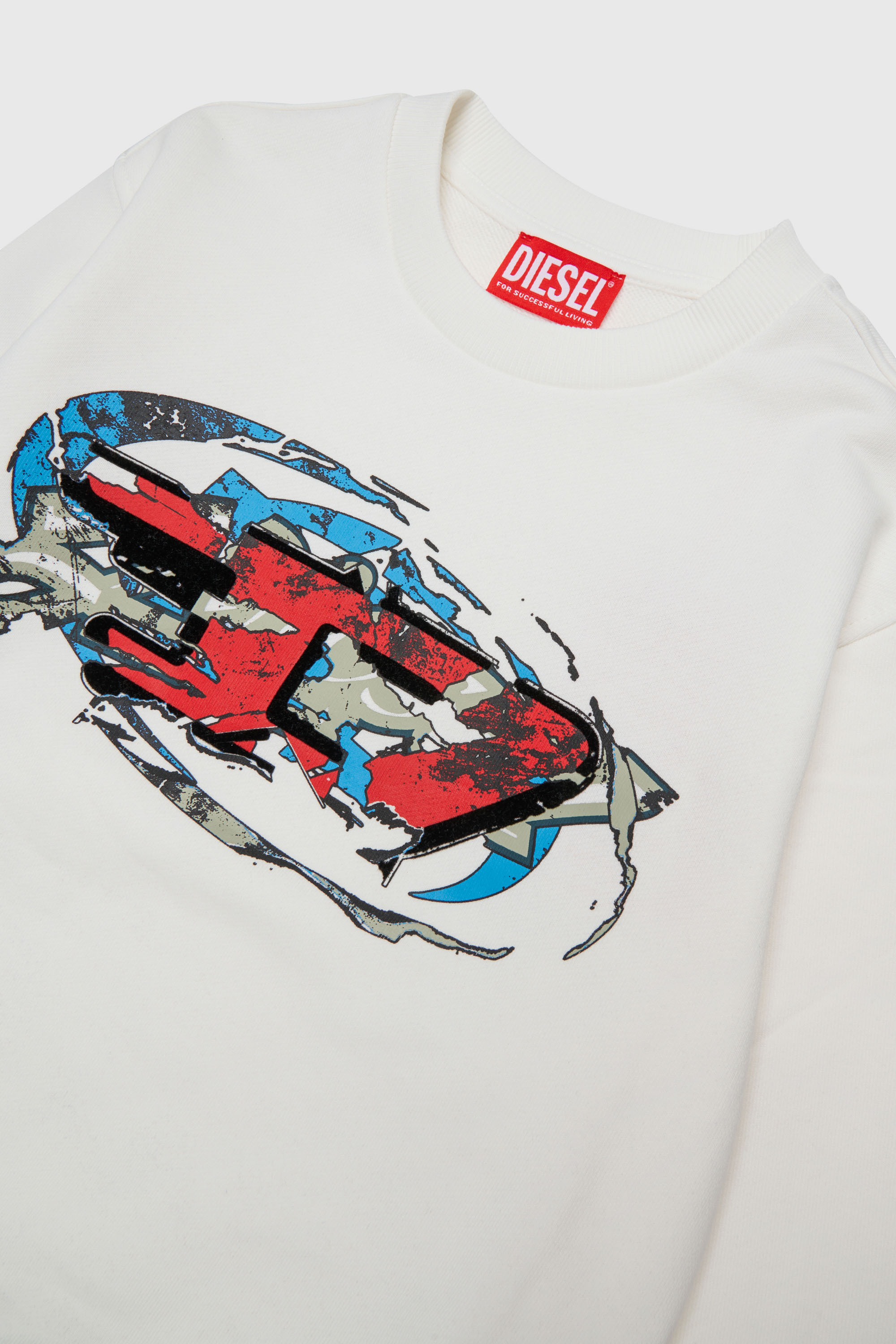 Diesel - SCRAP OVER, Sudadera con estampado gr&aacute;fico Oval D Hombre in Blanco - 3