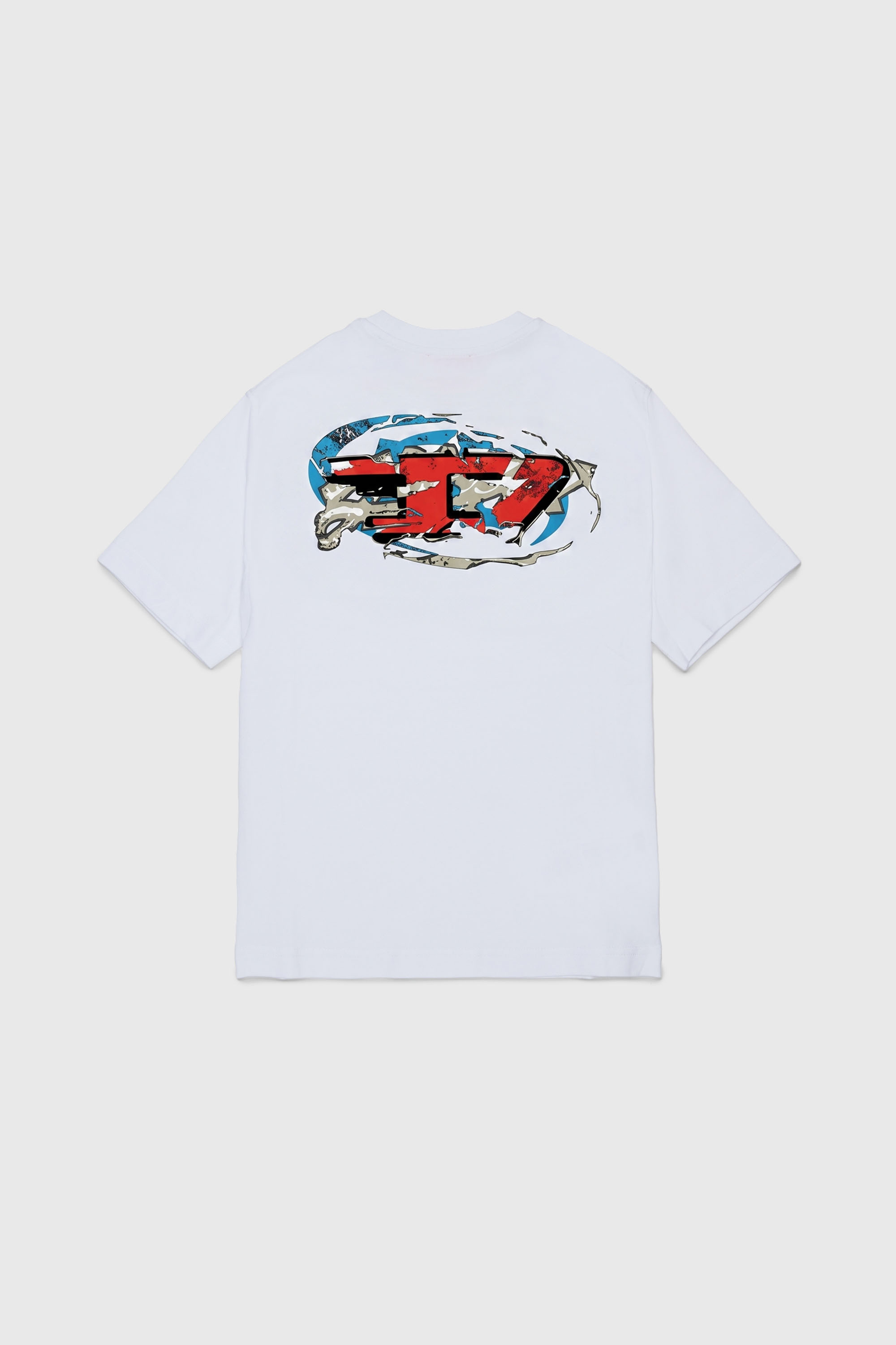 Diesel - TSCRAP OVER, Camiseta con bordado Oval D y estampado flocado Hombre in Blanco - 2