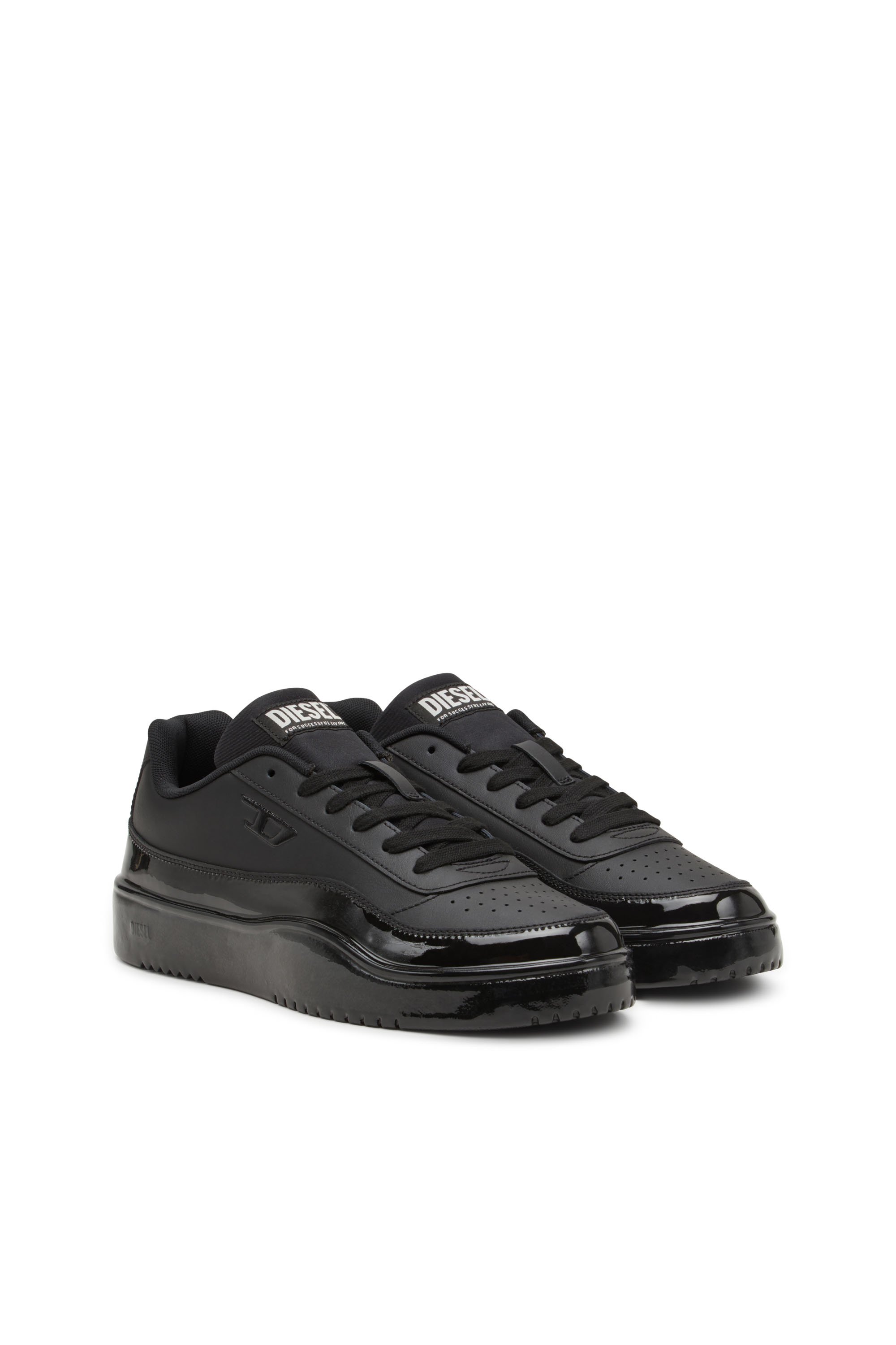 Diesel - S-TRACKER-D LOW, S-Tracker-D-Deportivas de cuero que se sumergieron en silicona Hombre in Negro - 2