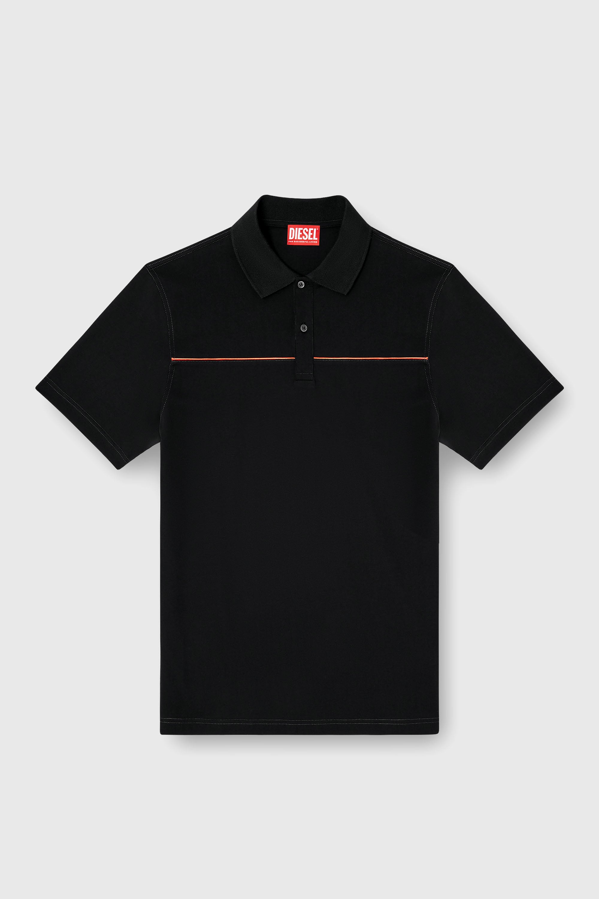 Diesel - T-REJUST-PIPING, Polo con ribetes en contraste Hombre in Negro - 2