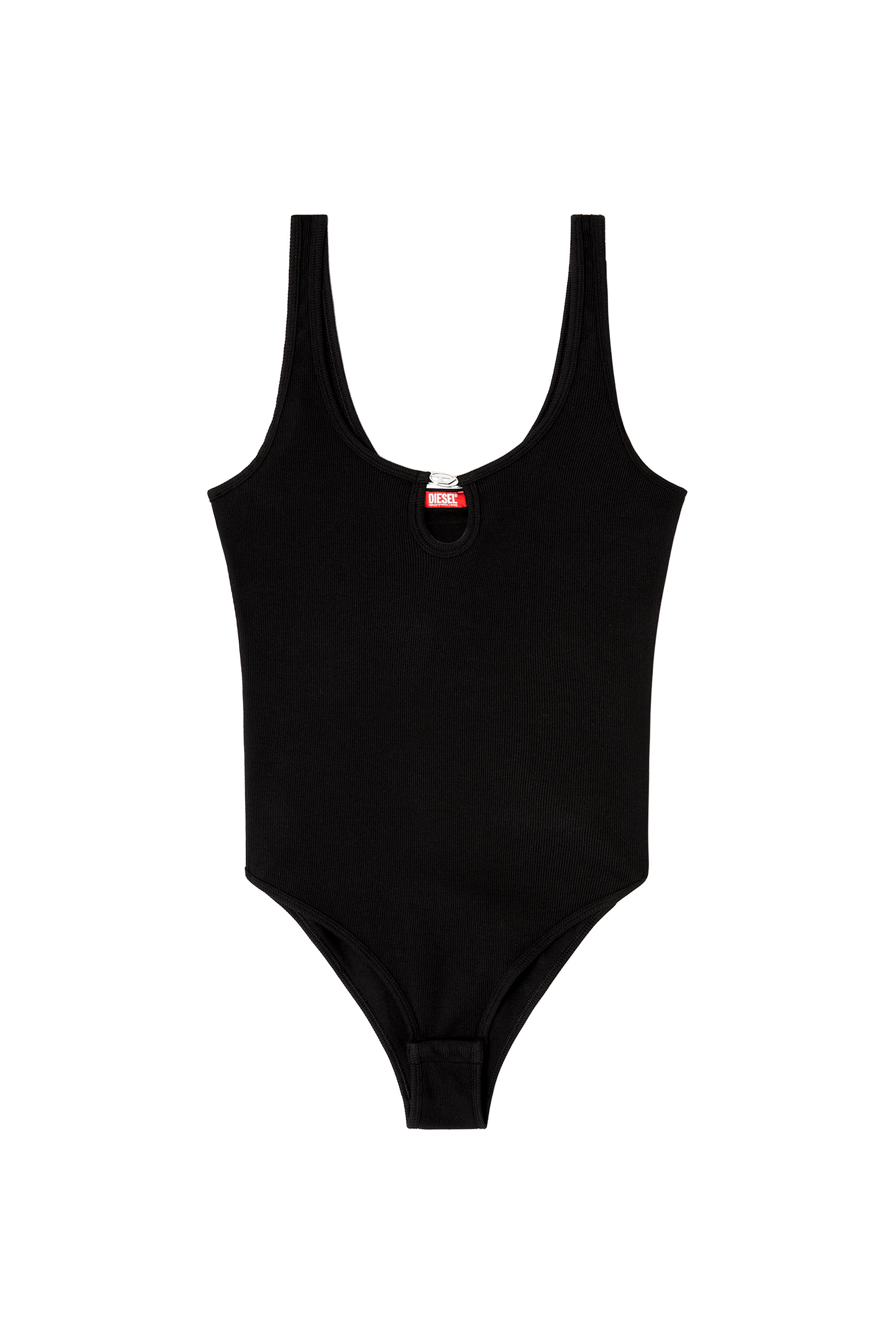 Diesel - MAURA-DNM, Body de algod&oacute;n el&aacute;stico con lavado oscuro efecto m&aacute;rmol Mujer in Negro - 3