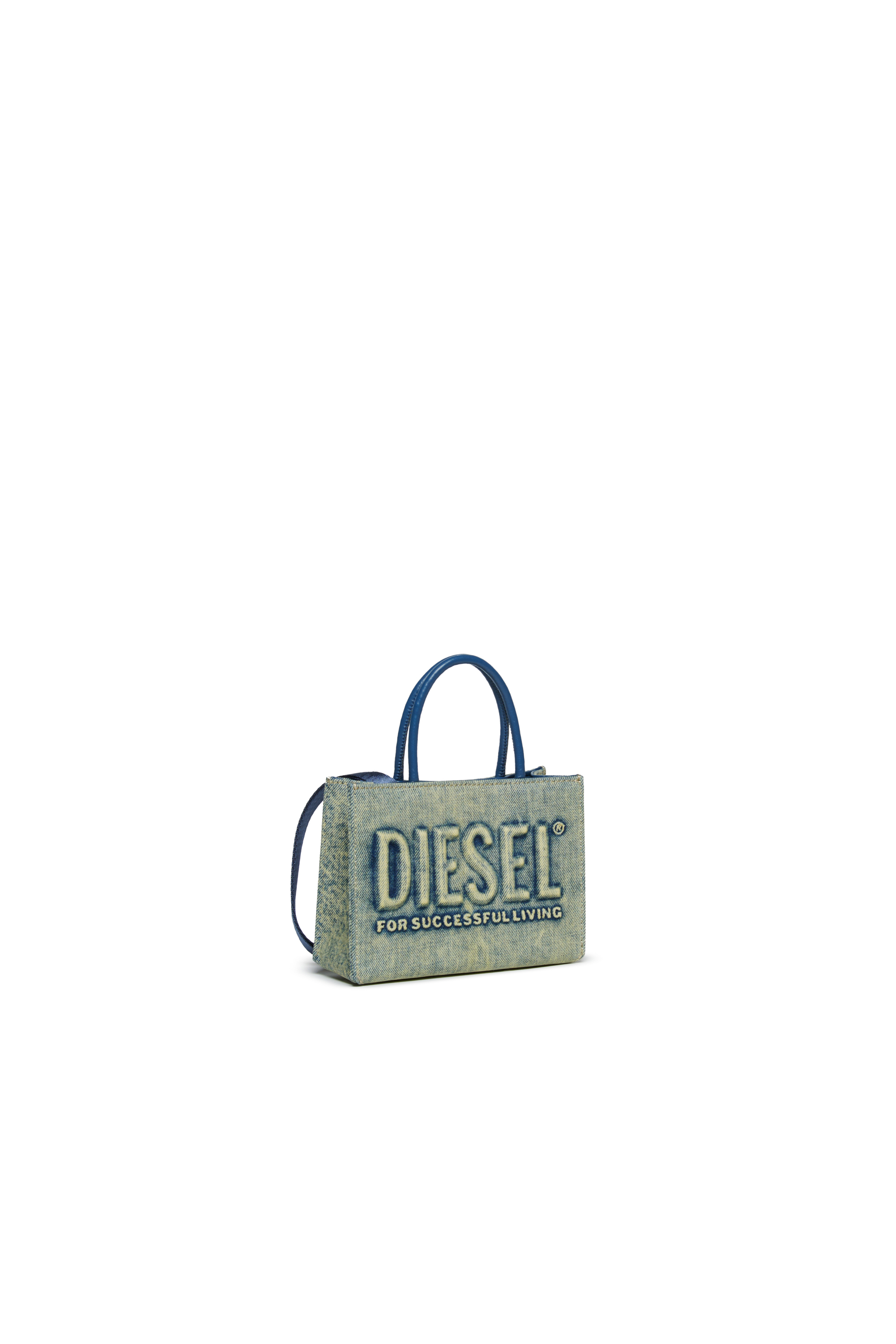 Diesel - DSL 3D MINI BAG, Dsl 3D - Bolso de mezclilla con correa desmontable Mujer in Azul marino - 3