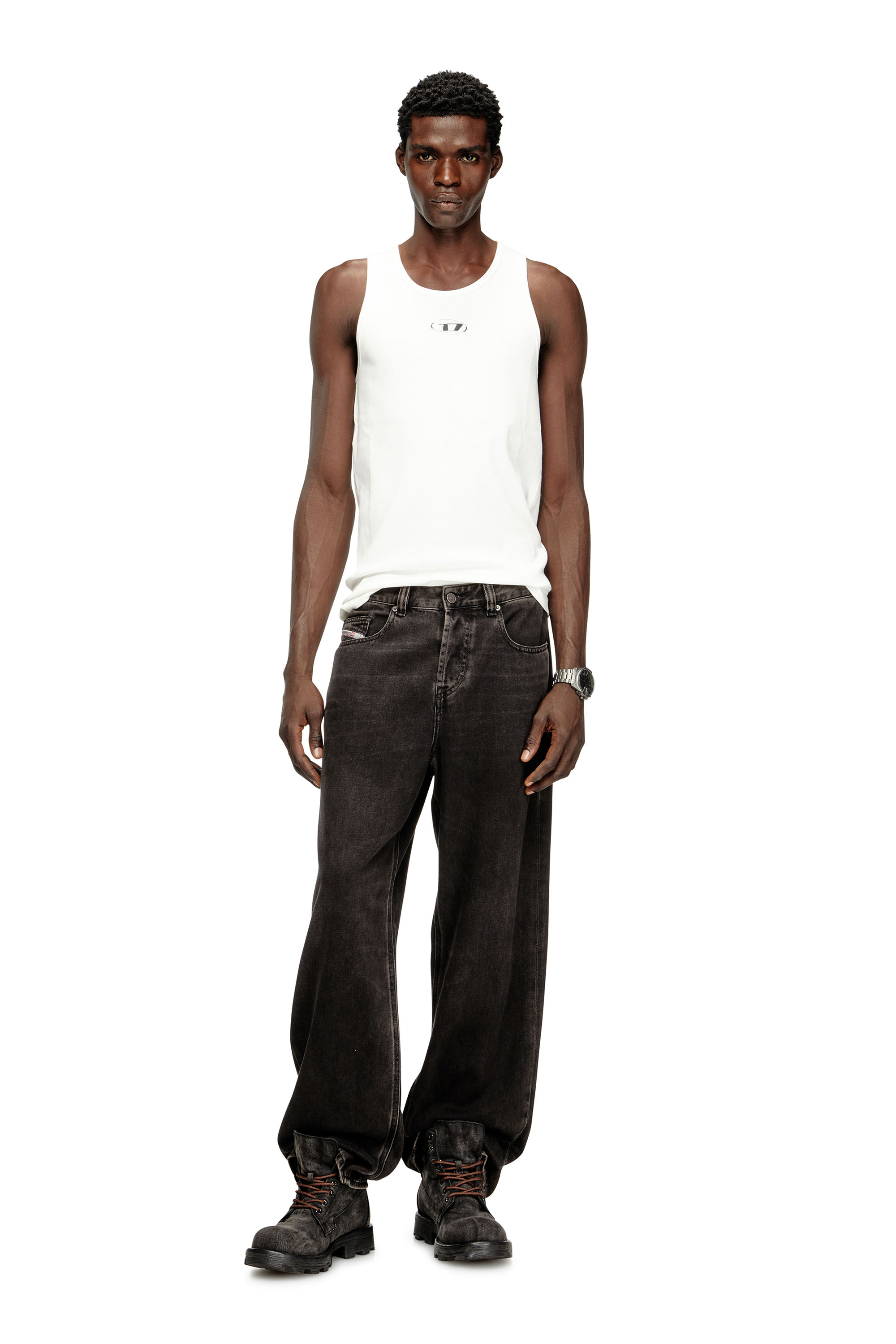 Diesel - T-LIFTY-IOD, Camiseta de tirantes de algodón con logo Hombre in Blanco - 2