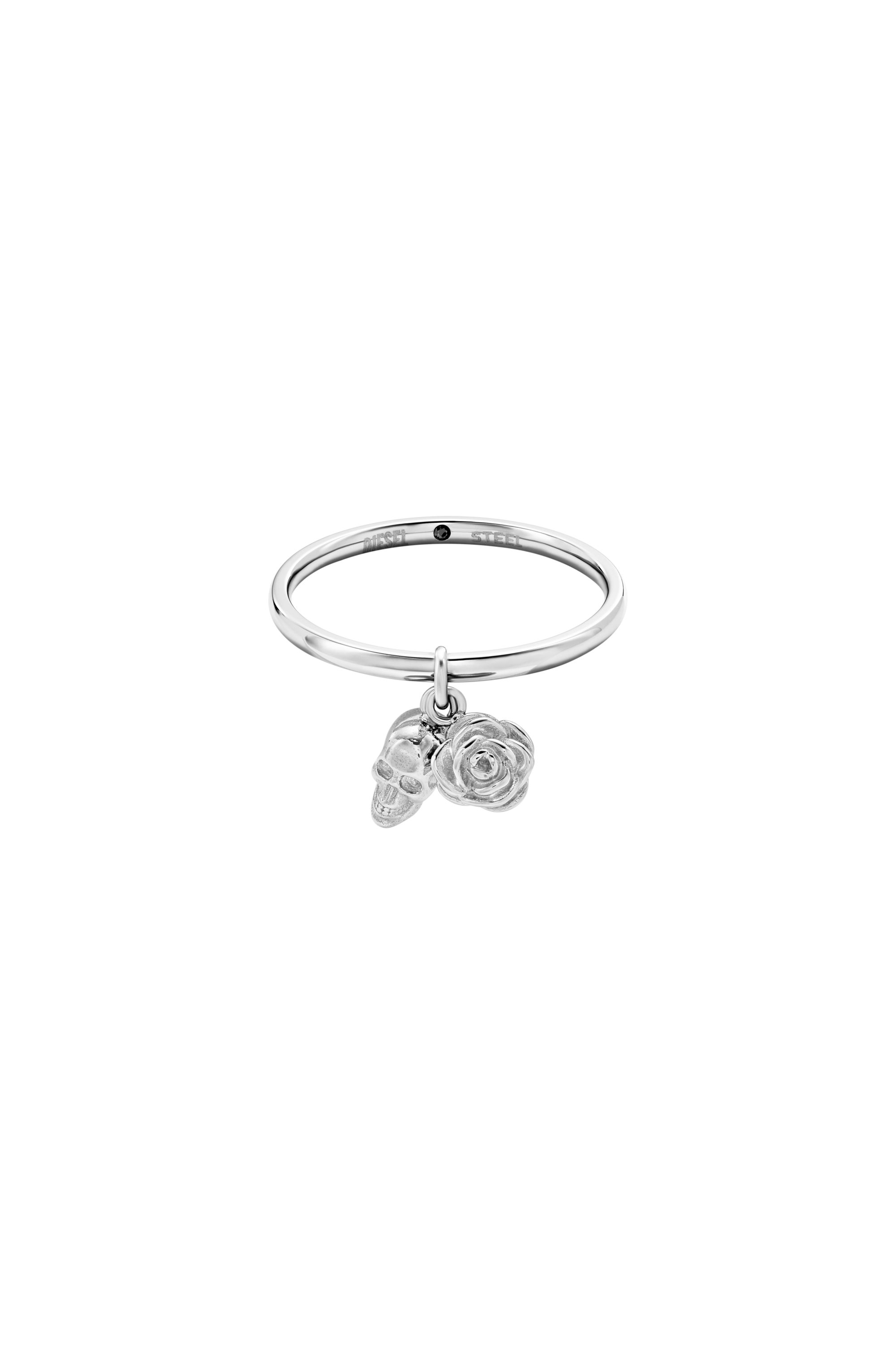 Diesel - DX1602040, Anillo con dije de calavera de acero inoxidable Unisex in Plateado - 2