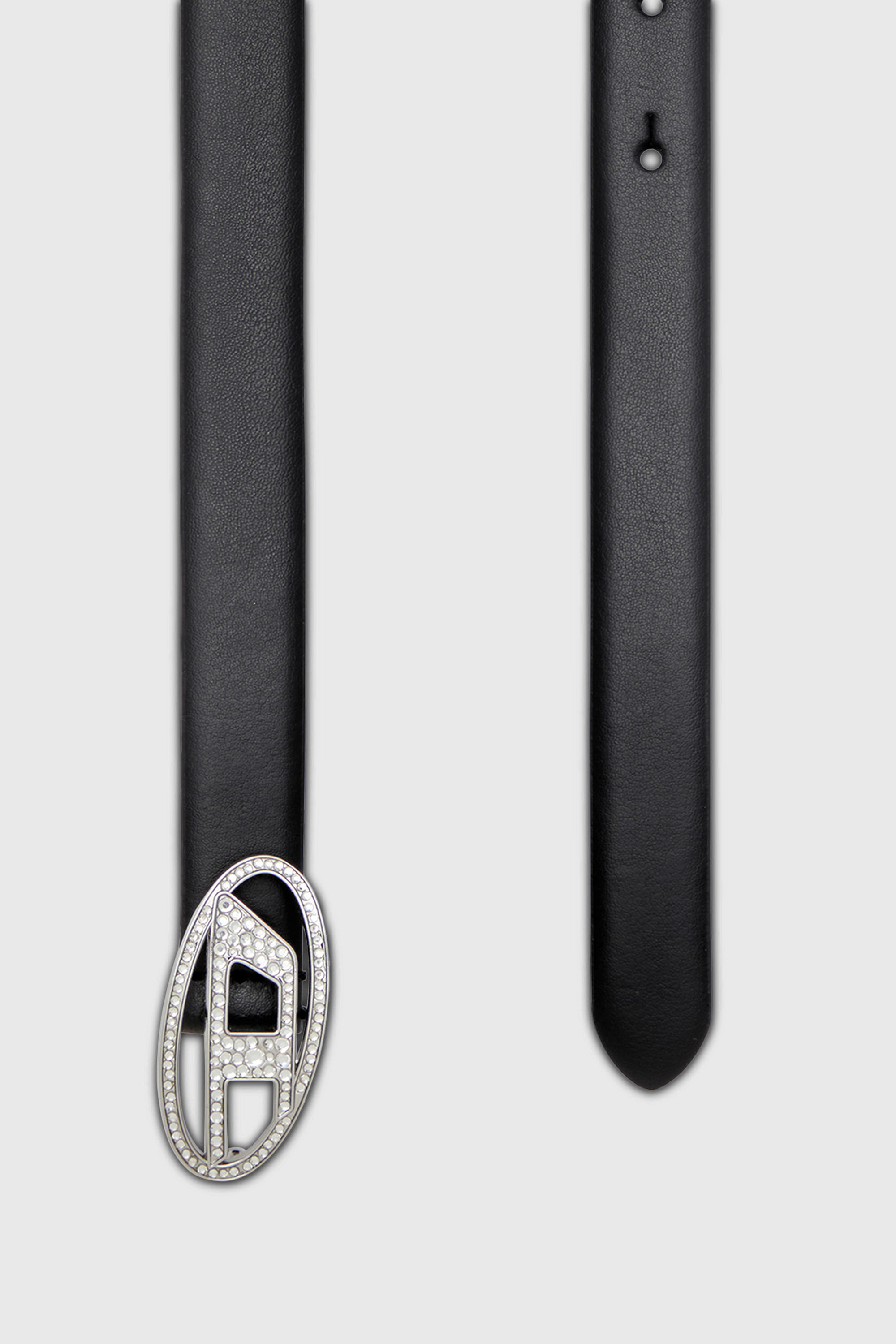 Diesel - B-1DR STRASS 20, Cintur&oacute;n 1.9 cm fino de cuero delgado con hebilla de cristal Mujer in Negro - 2