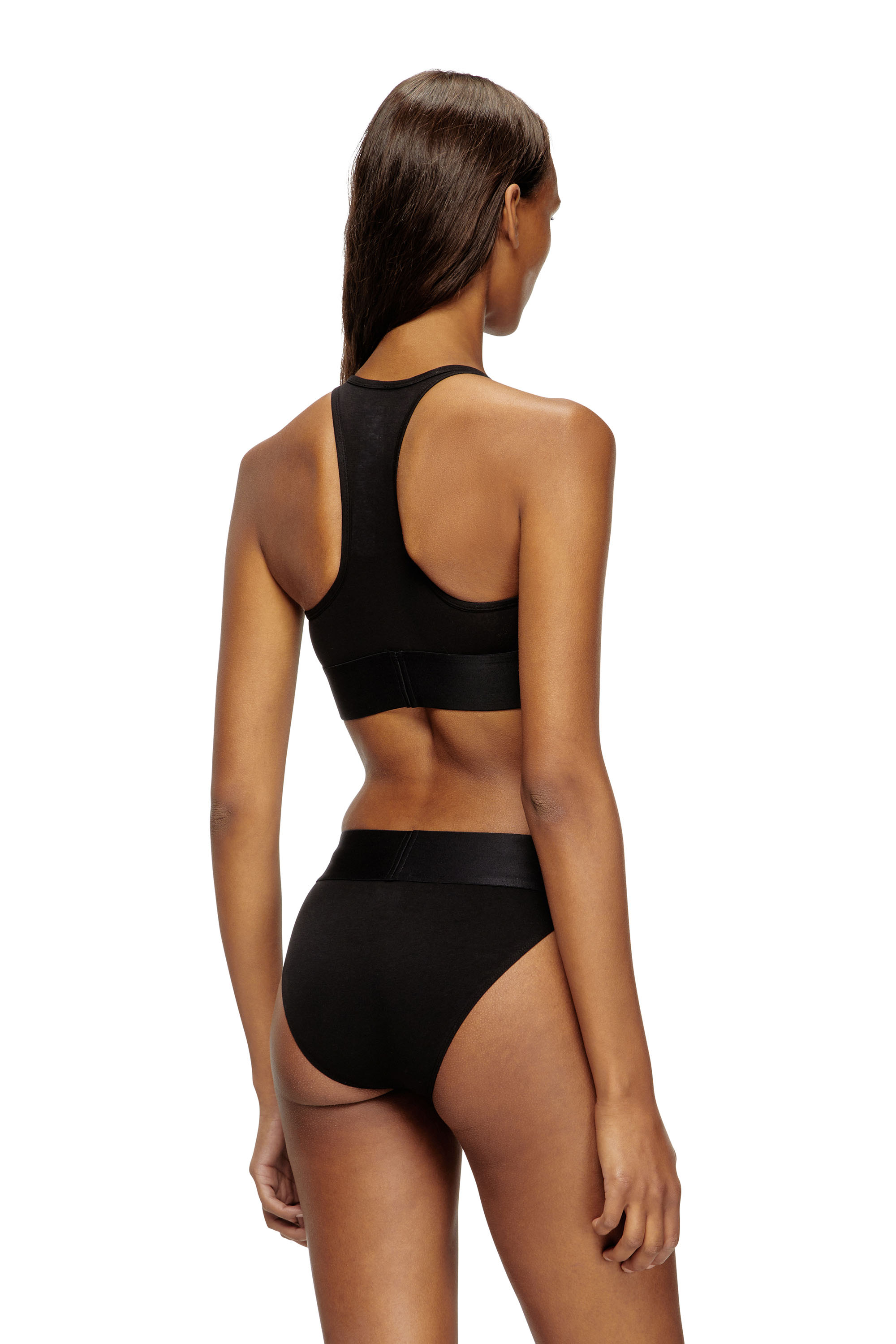 Diesel - UFSB-COTTON-RACE-BRALETTE-XL, Sujetador deportivo con logotipo recortado Mujer in Negro - 3
