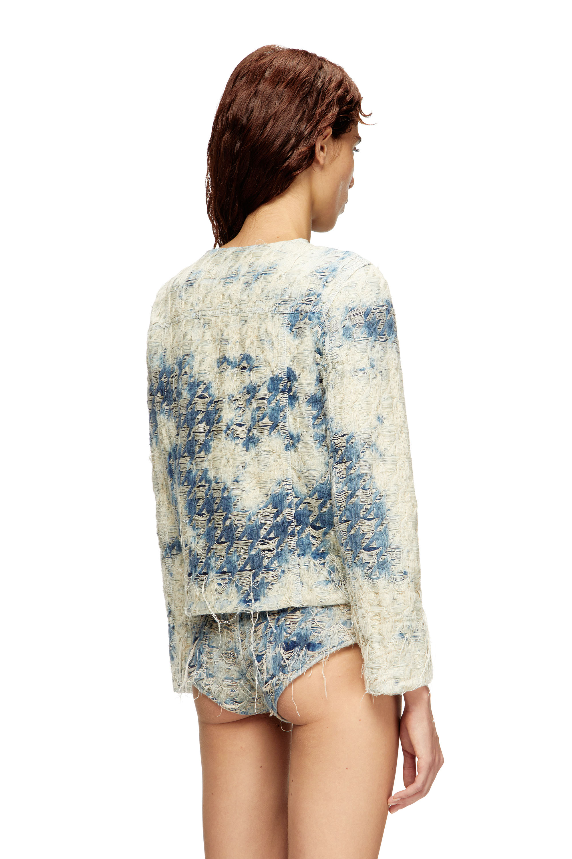 Diesel - DE-GRAFY-FSH, Chaqueta en tejido denim con tejido de pata de gallo Mujer in Multicolor - 4
