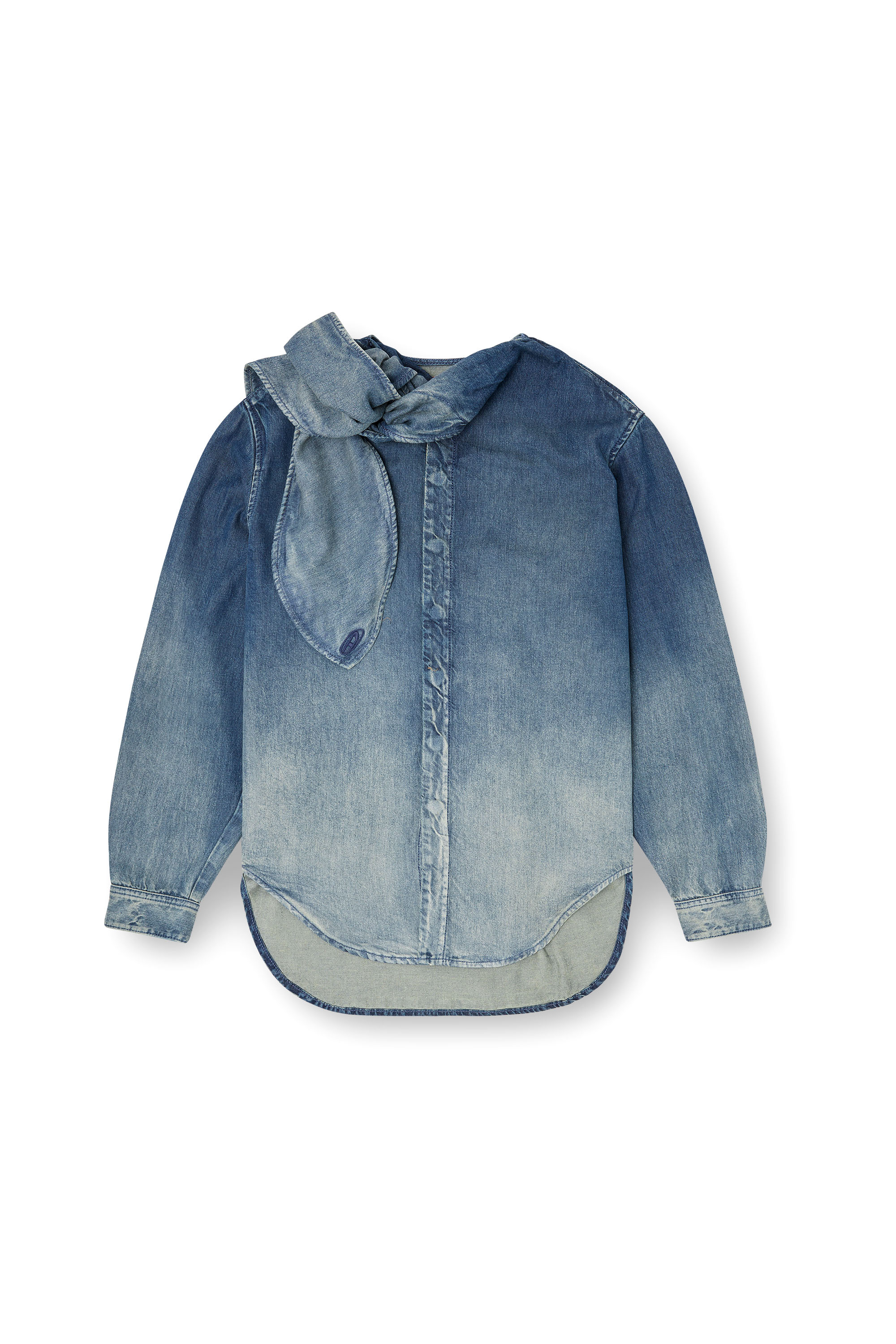 Diesel - DE-NANCY-S, Blusa de denim fluido desgastado con láser Mujer in Azul marino - 3