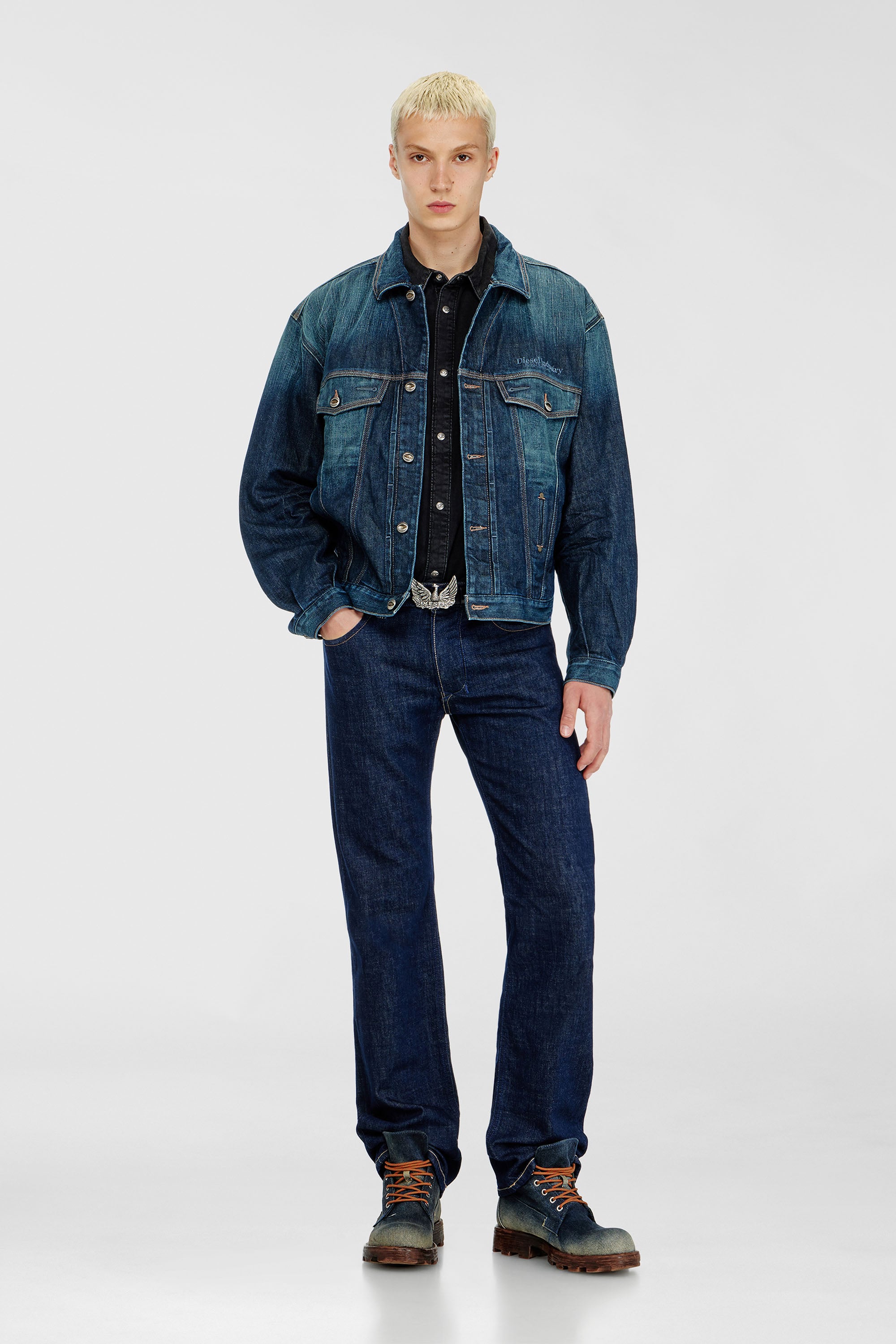 Diesel - D-DENVER-CL, Trucker jacket en denim selvedge Unisex in Azul marino - 2