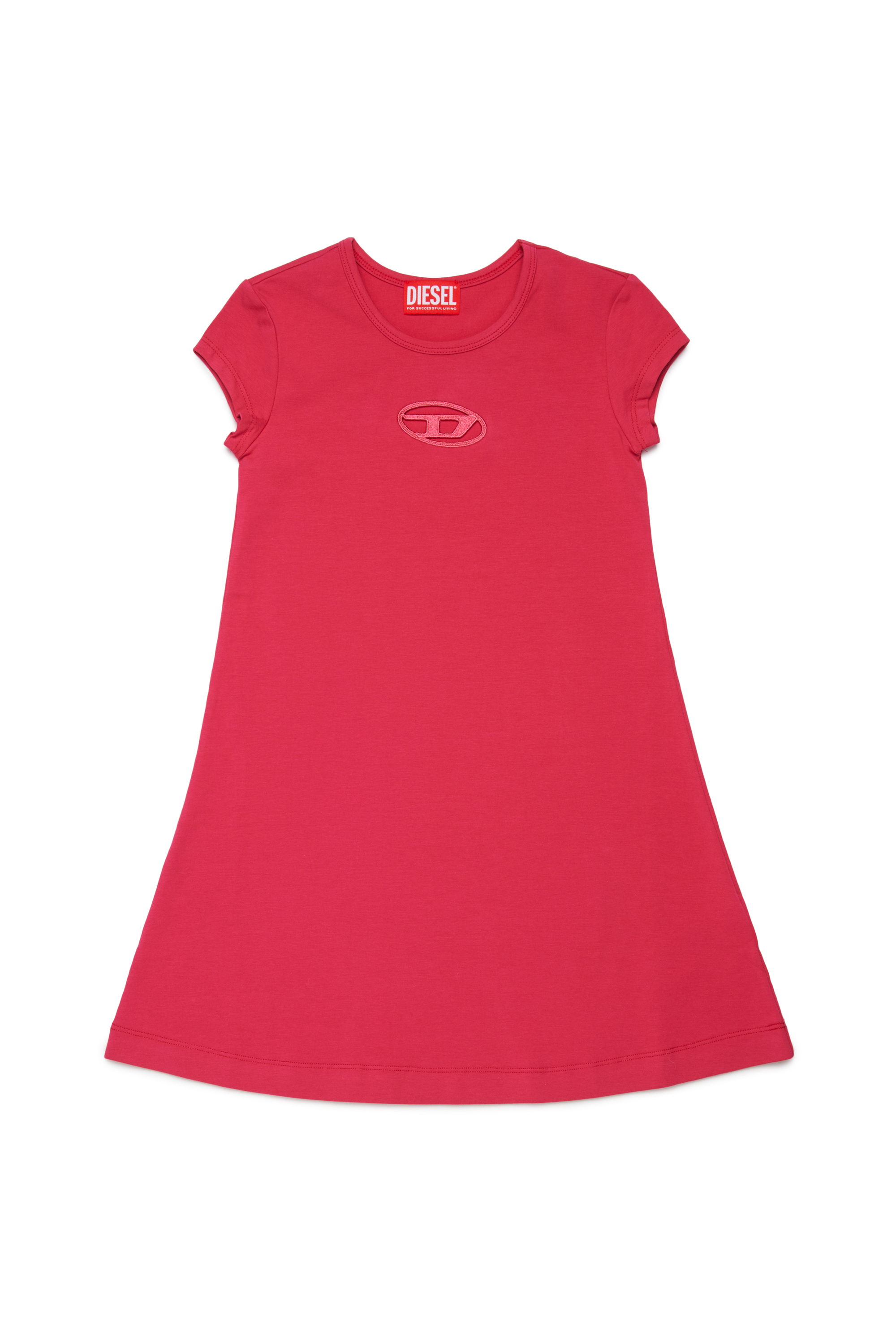 Diesel - DANGIELAM, Vestido camiseta con logotipo Oval D recortado Mujer in Rosa - 1