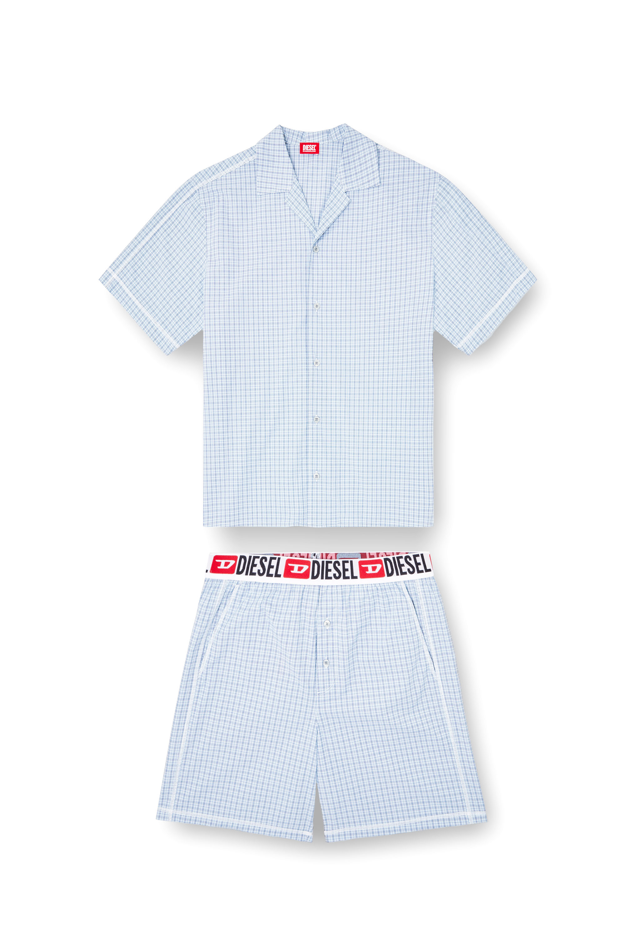 Diesel - SET-RAFAEL-D-CORE, Pijama corto de algodón a cuadros Hombre in Azul marino - 4