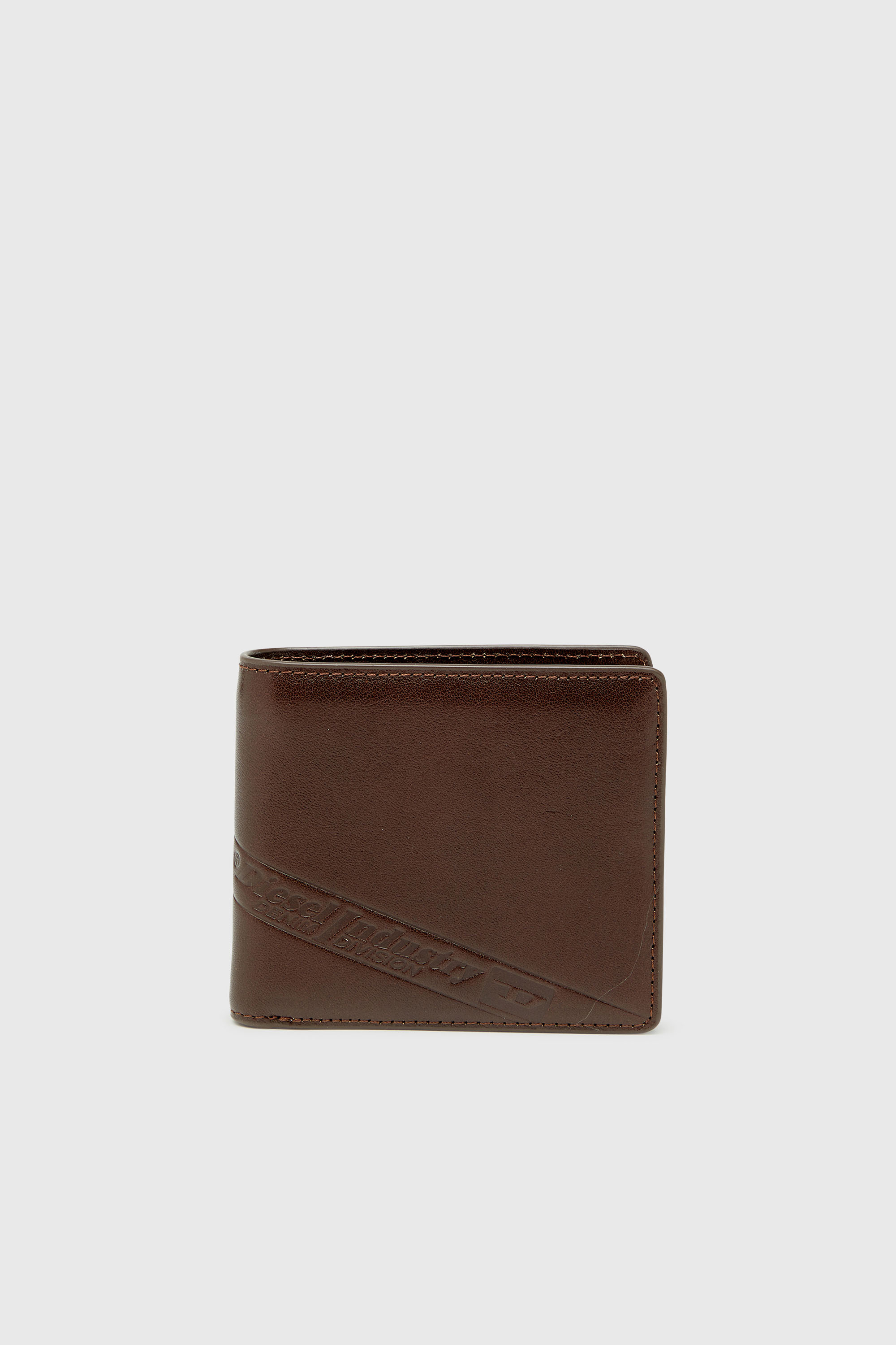 Diesel - FLAG-D BI-FOLD COIN S 3D, Billetera de cuero con logo en relieve. Hombre in Marr&oacute;n - 1