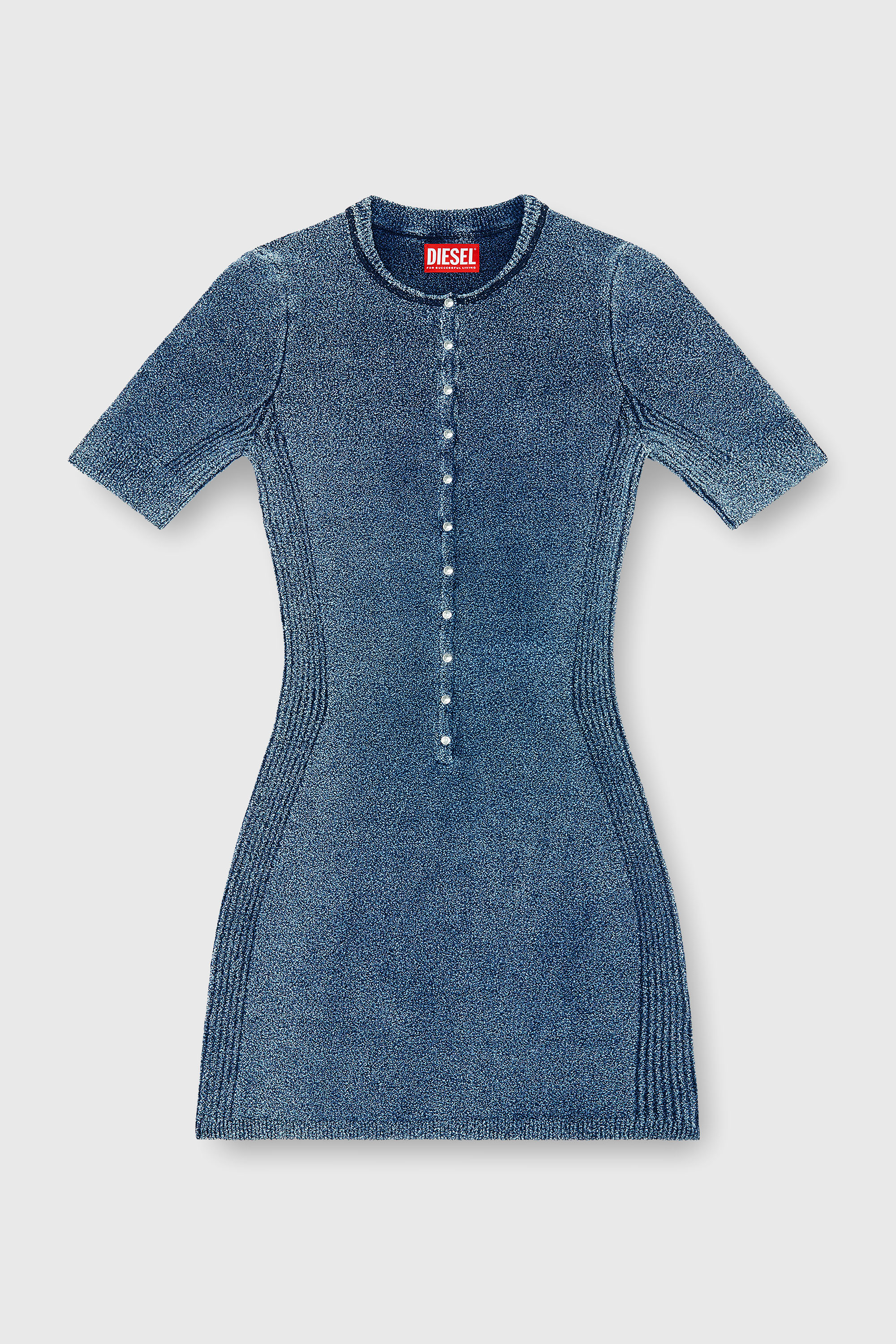Diesel - M-ESTEE DRESS, Vestido corto de punto boucl&eacute; indigo Mujer in Azul marino - 1