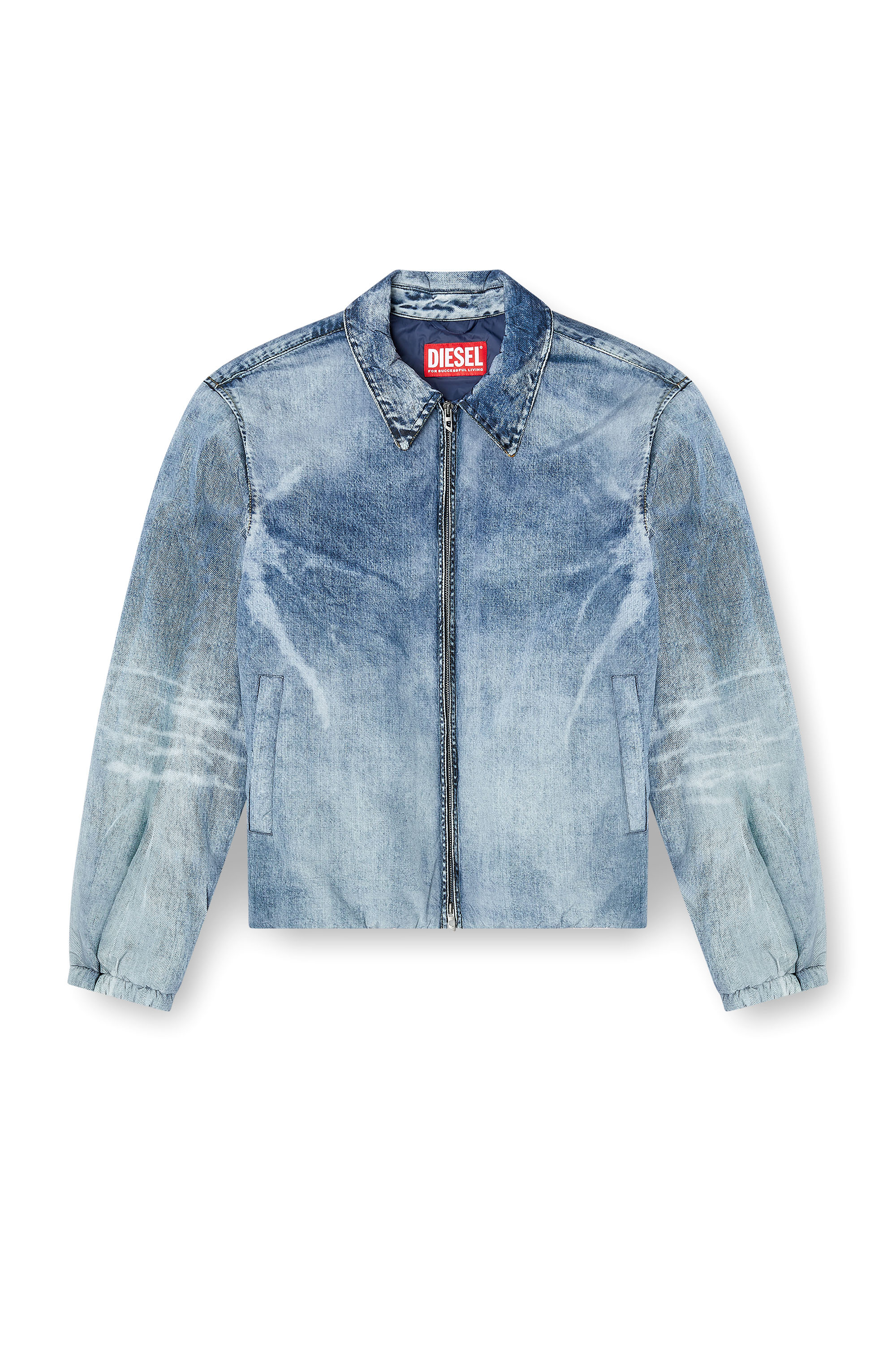 Diesel - J-ACT, Chaqueta en nylon efecto denim Hombre in Azul marino - 3