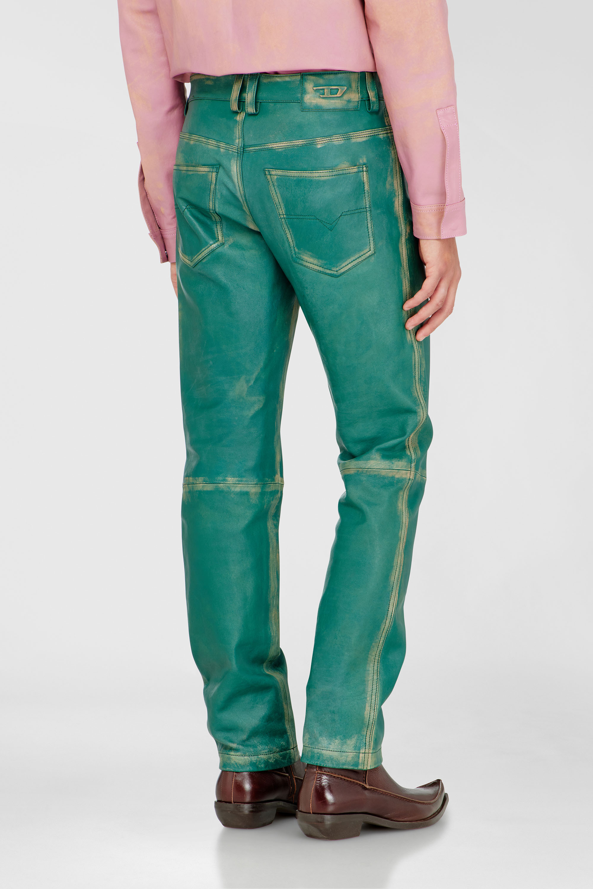 Diesel - P-OCKET, Pantal&oacute;n de cuero tratado Hombre in Verde - 4