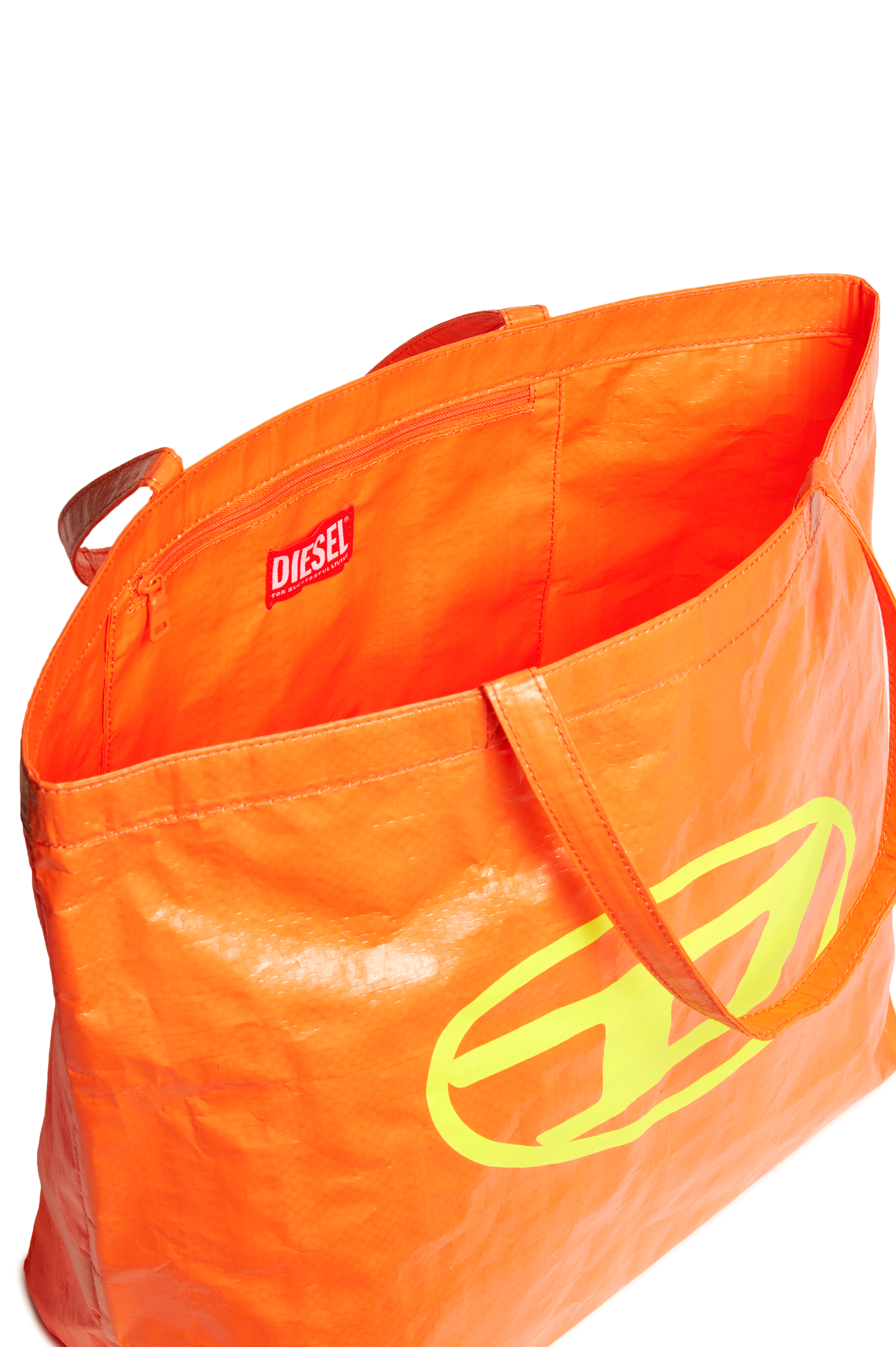 Diesel - WRITTEN, Bolsa de playa con estampado Oval D Mujer in Naranja - 5