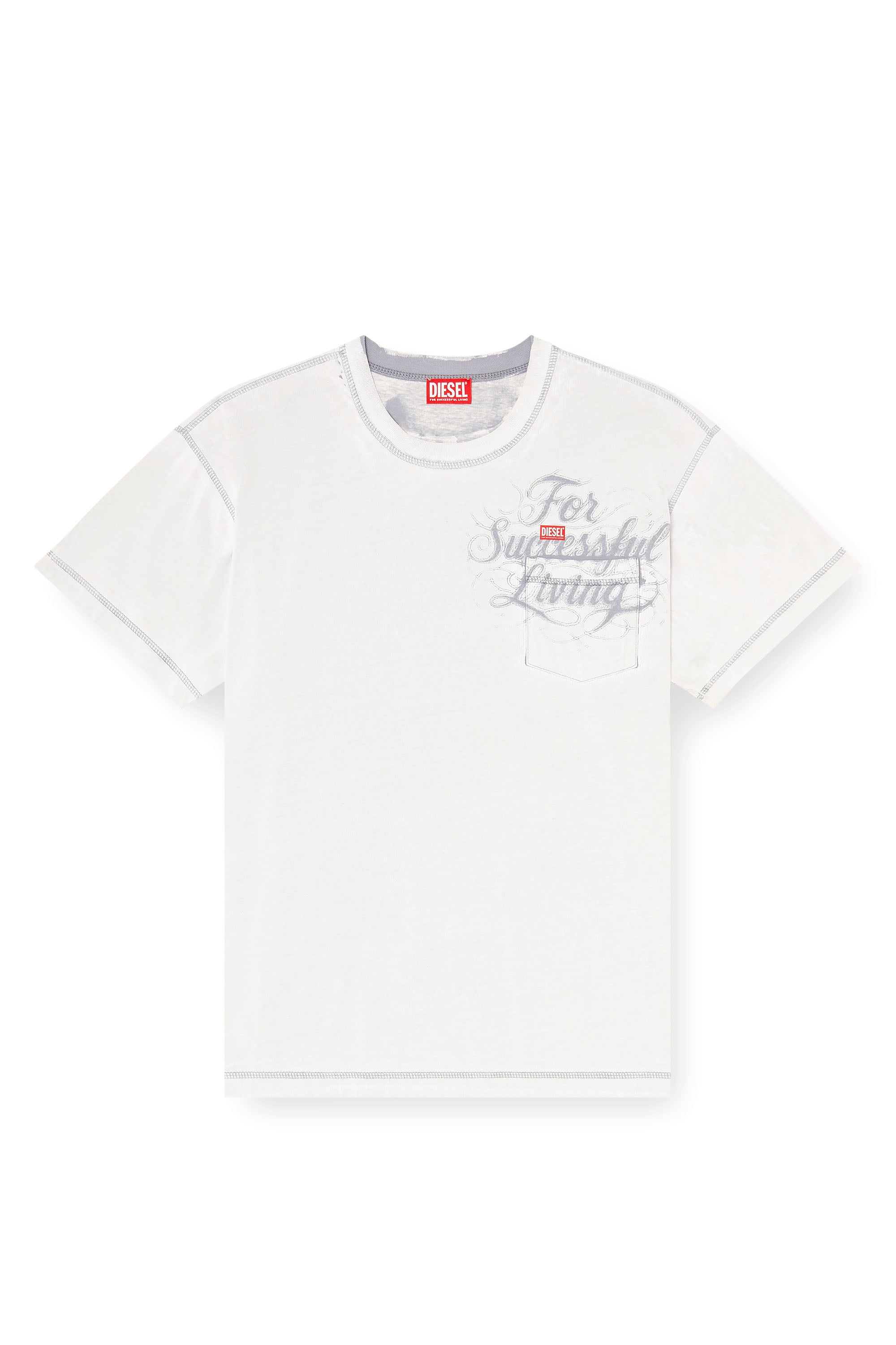 Diesel - T-NORM-POCKET-AA1, Camiseta con bolsillo en el pecho y estampado gr&aacute;fico Hombre in Blanco - 3