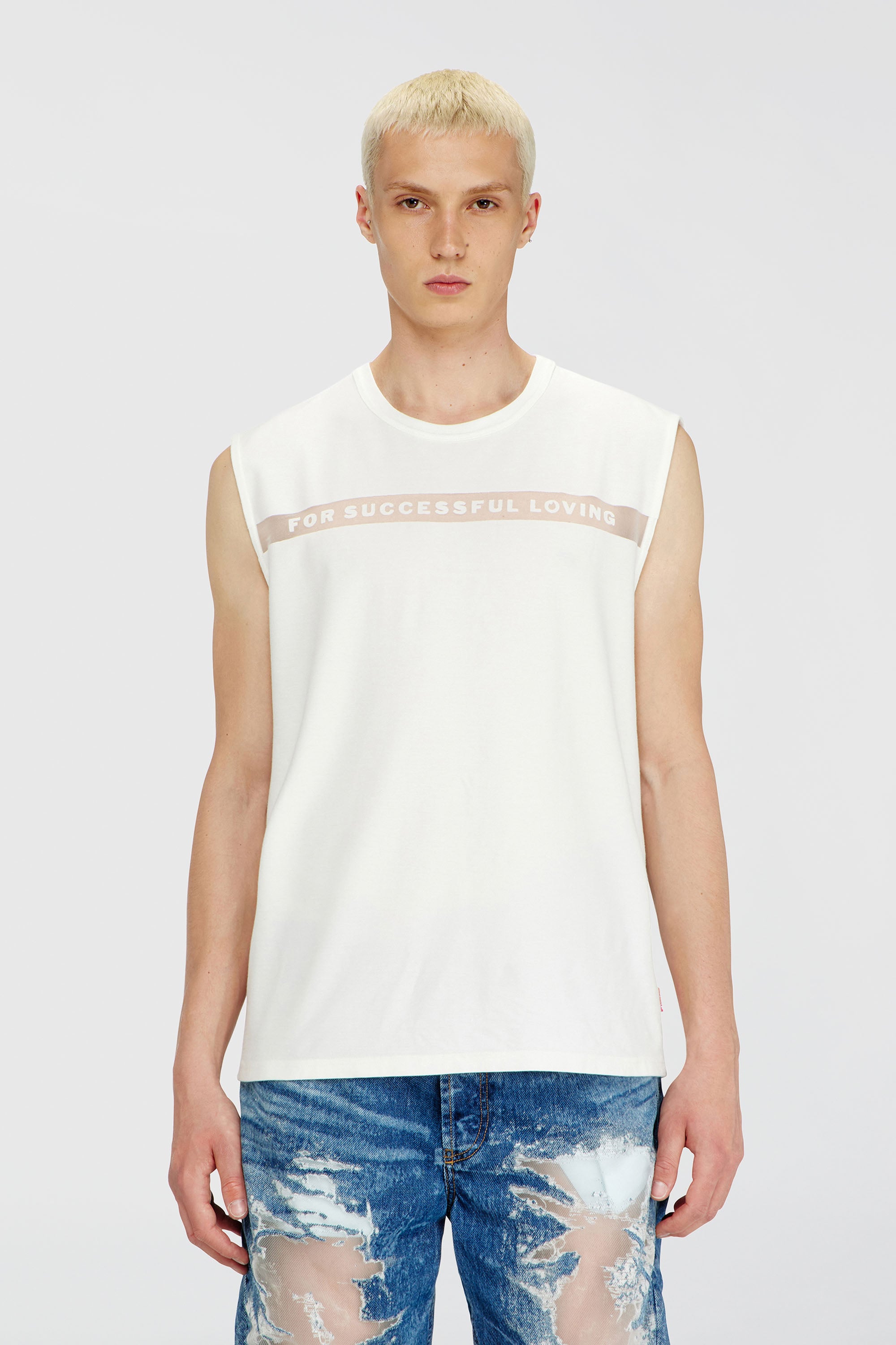 Diesel - PR-T-NORM-BISC-MATI-R, Camiseta de tirantes con logo For Successful Loving Unisex in Blanco - 2