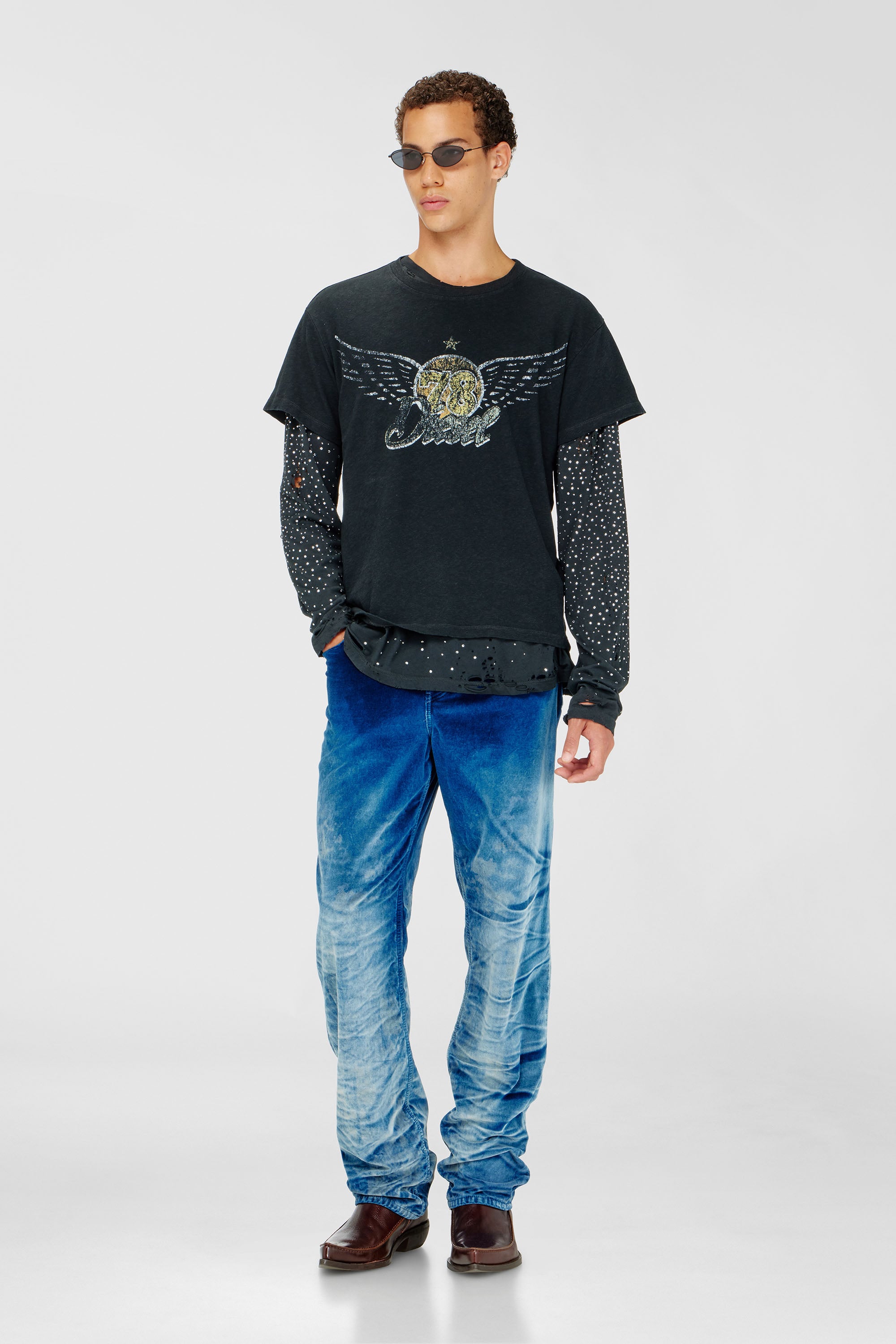 Diesel - T-GERIO-A, Camiseta de algod&oacute;n y c&aacute;&ntilde;amo con gr&aacute;ficos de concierto Hombre in Negro - 2