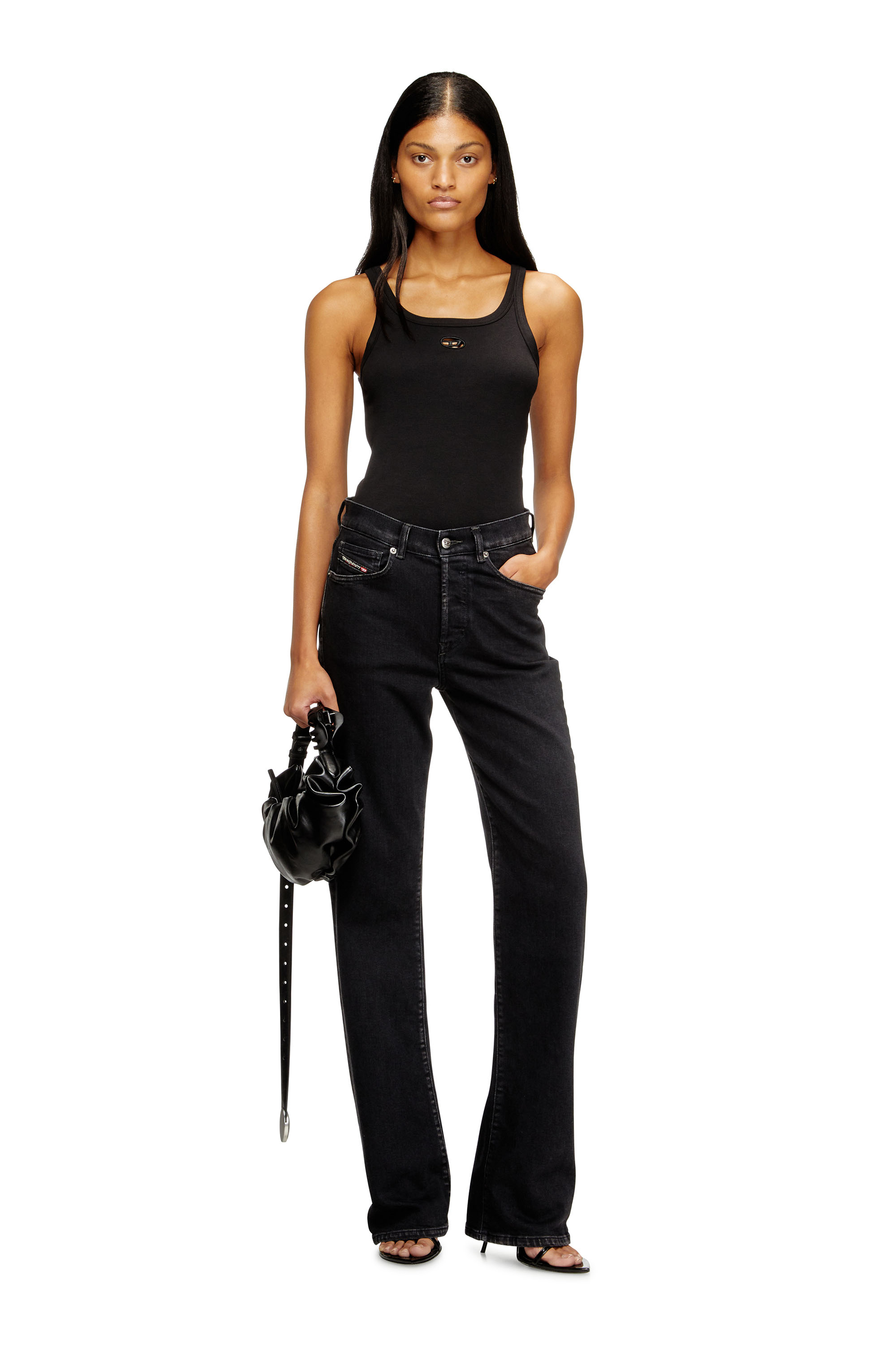 Diesel - T-WIFE-OD, Camiseta de tirantes ajustada con ovalado D cortado a láser Mujer in Negro - 2