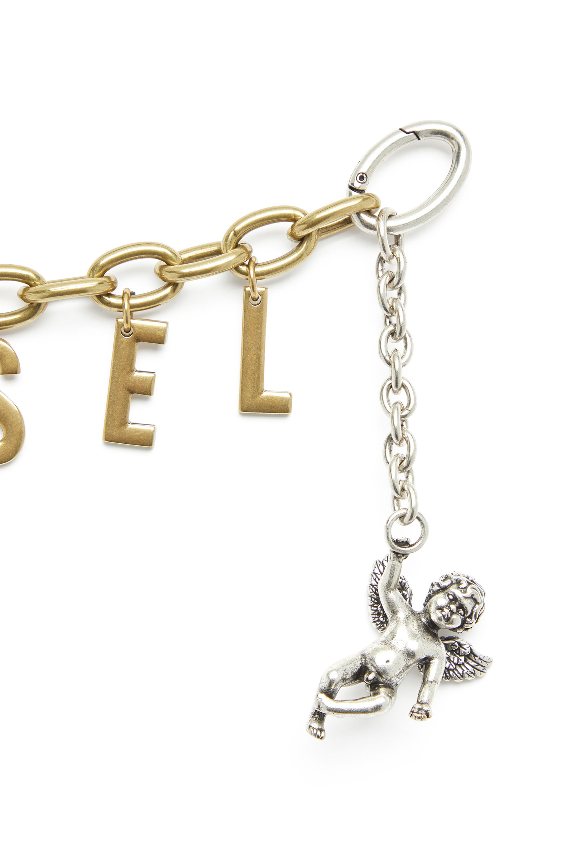 Diesel - CHAIN-D III S, Charm de letra met&aacute;lica con querub&iacute;n Mujer in Dorado - 2
