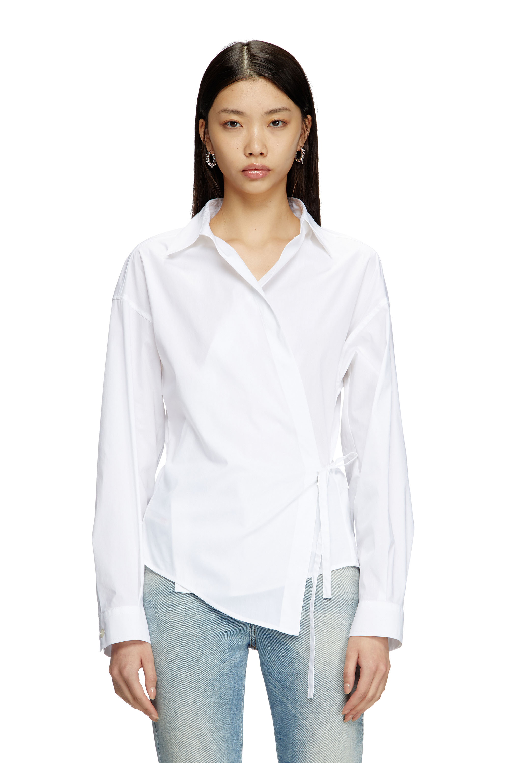 Diesel - C-DELPHI, Camisa envolvente con colgante del logotipo Mujer in Blanco - 1