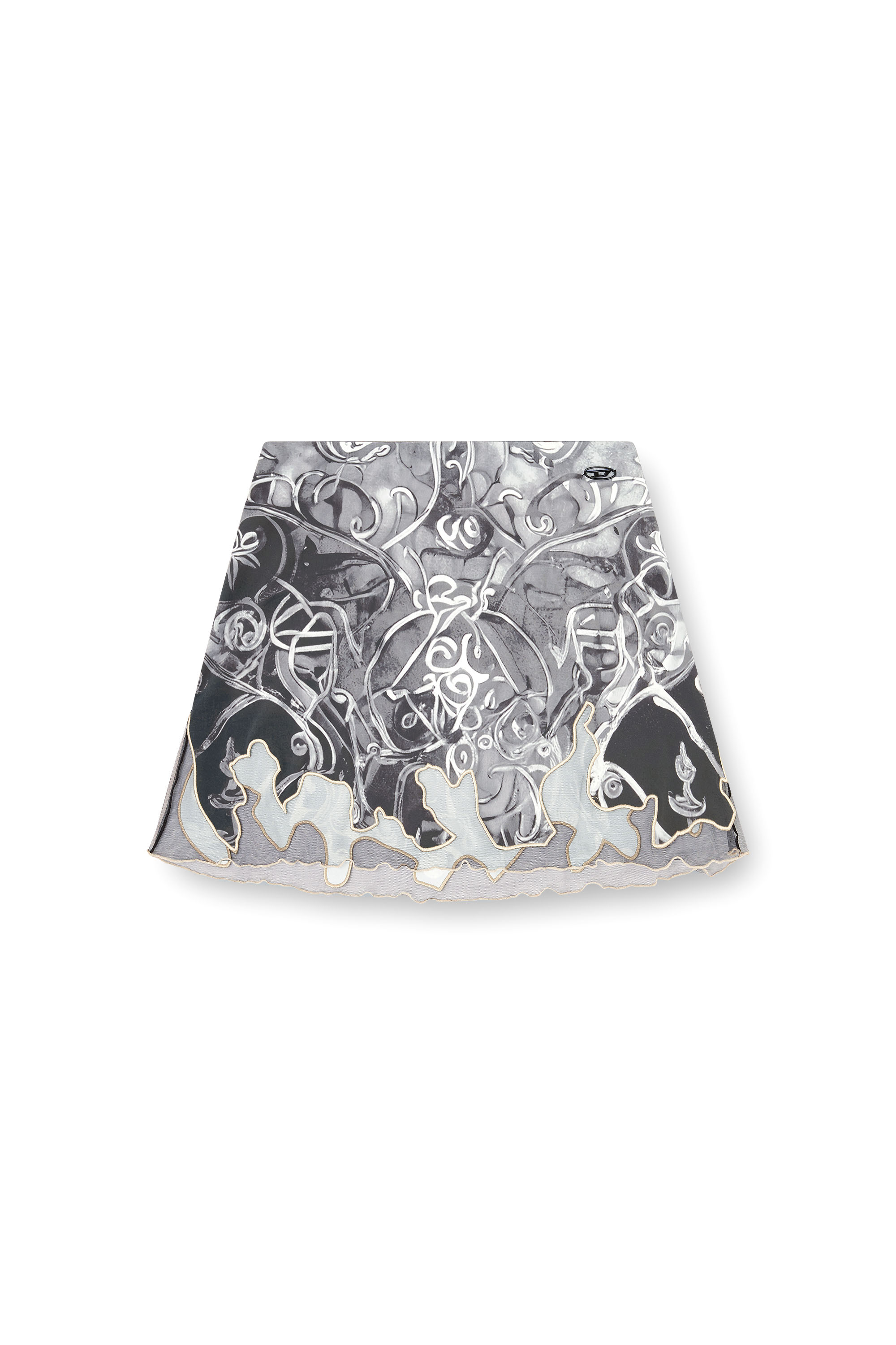Diesel - O-LANE, Minifalda de nailon con estampado heráldico Mujer in Gris - 3