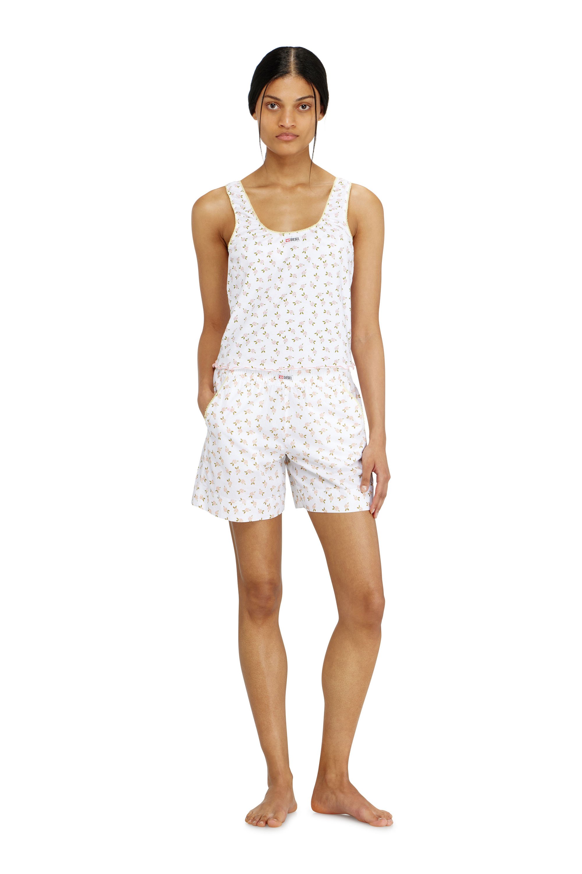 Diesel - GEORGIE-D-CORE, Top de algod&oacute;n stretch con estampado floral Mujer in Blanco - 1