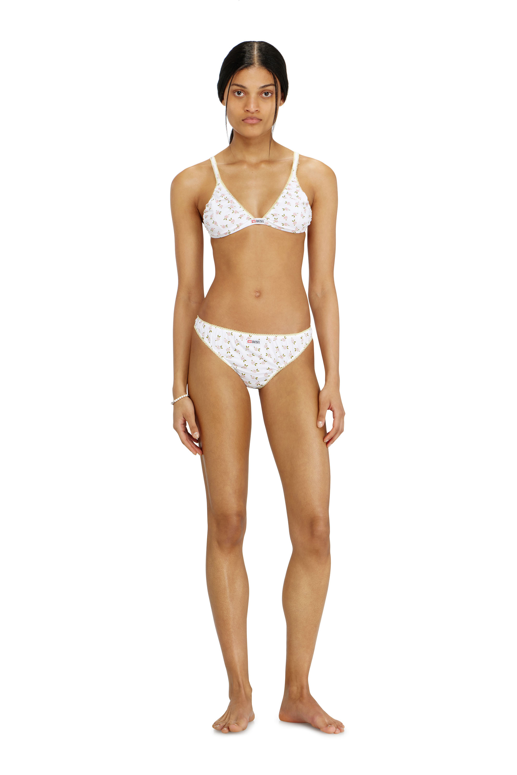 Diesel - ALEXIS-D-CORE, Tanga de algod&oacute;n con estampado floral all-over Mujer in Blanco - 1