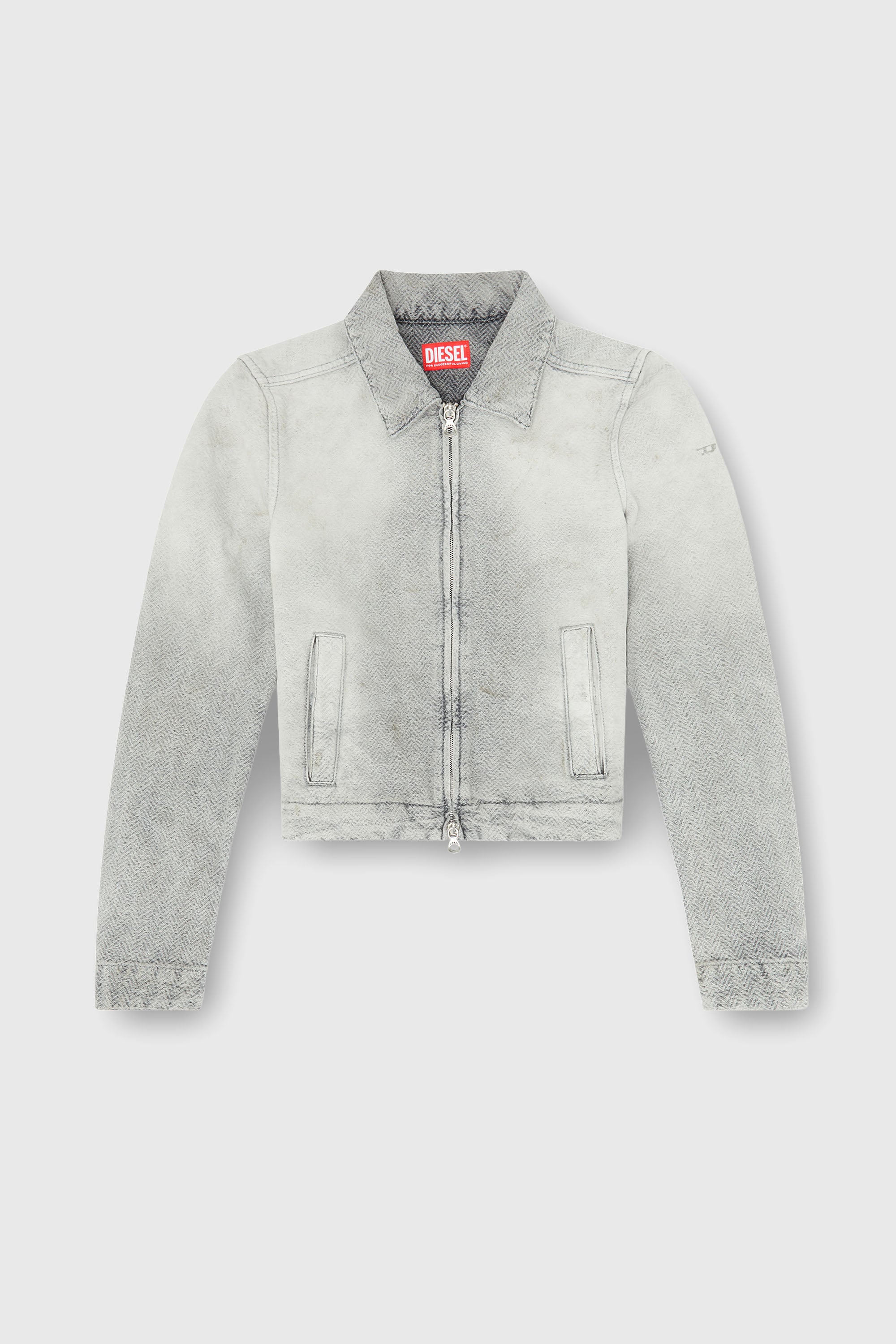 Diesel - DE-CORB, Chaqueta de denim herringbone desgastado Mujer in Gris - 2