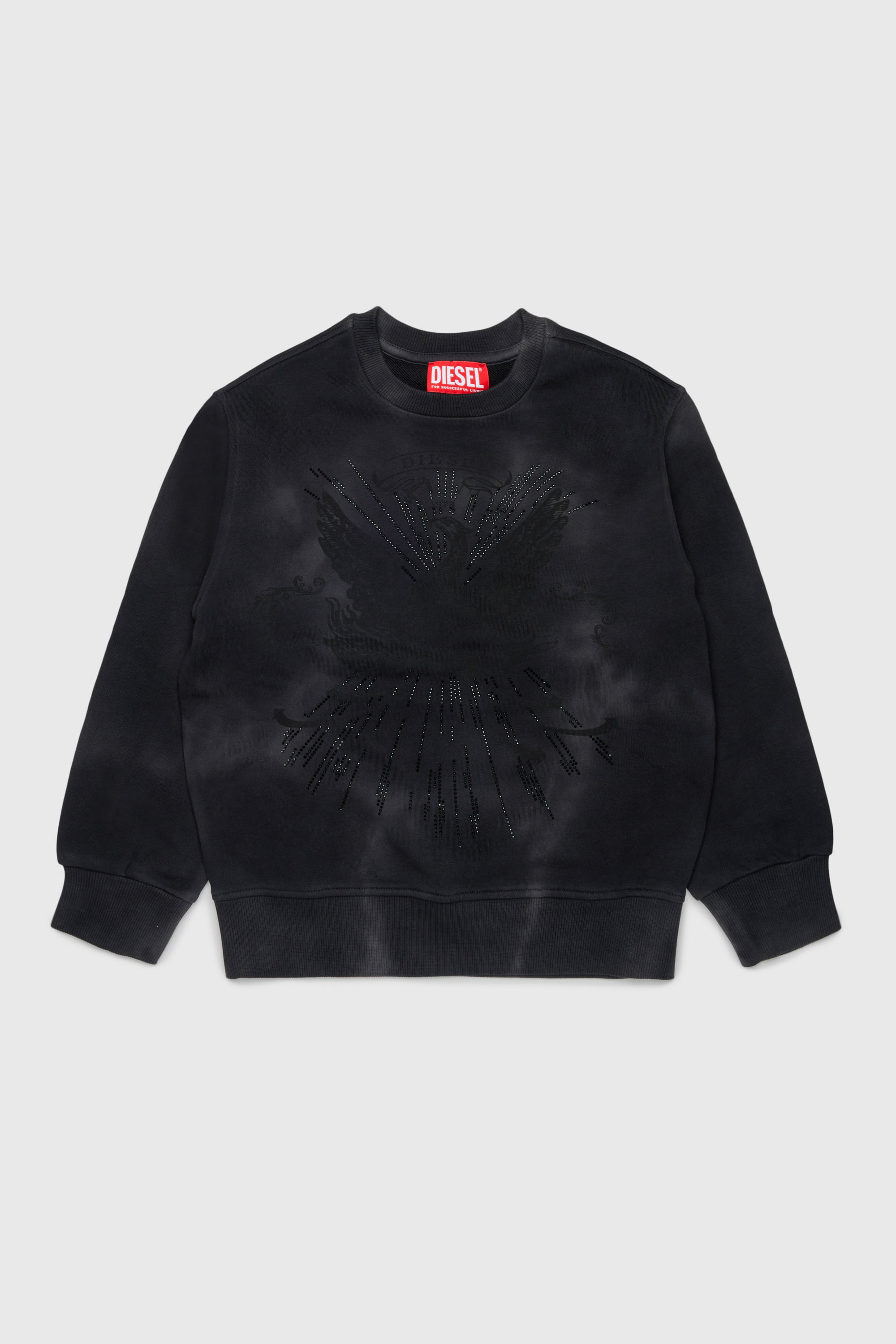 Diesel - SFIN OVER, Sudadera efecto nublado con motivo de f&eacute;nix Hombre in Negro - 1