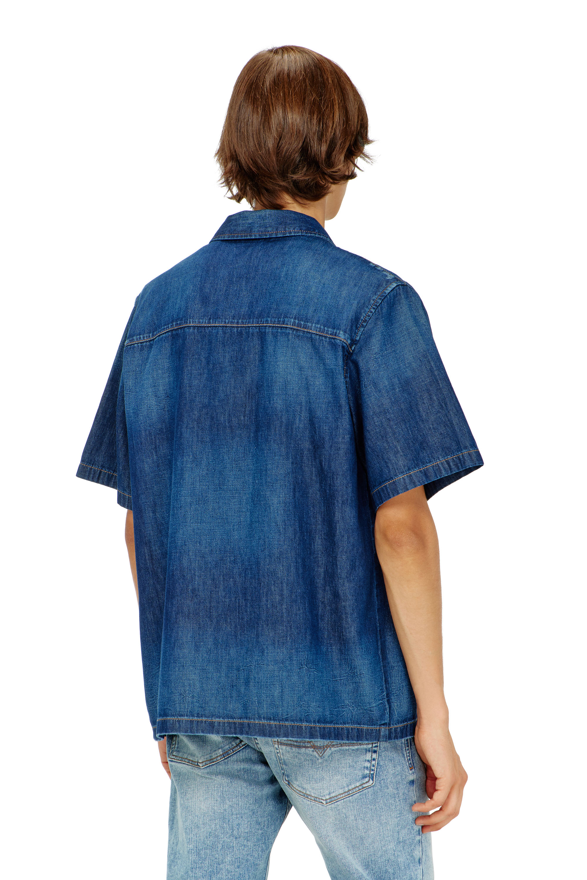 Diesel - D-NABIL-D, Camisa vaquera de manga corta Hombre in Azul marino - 4