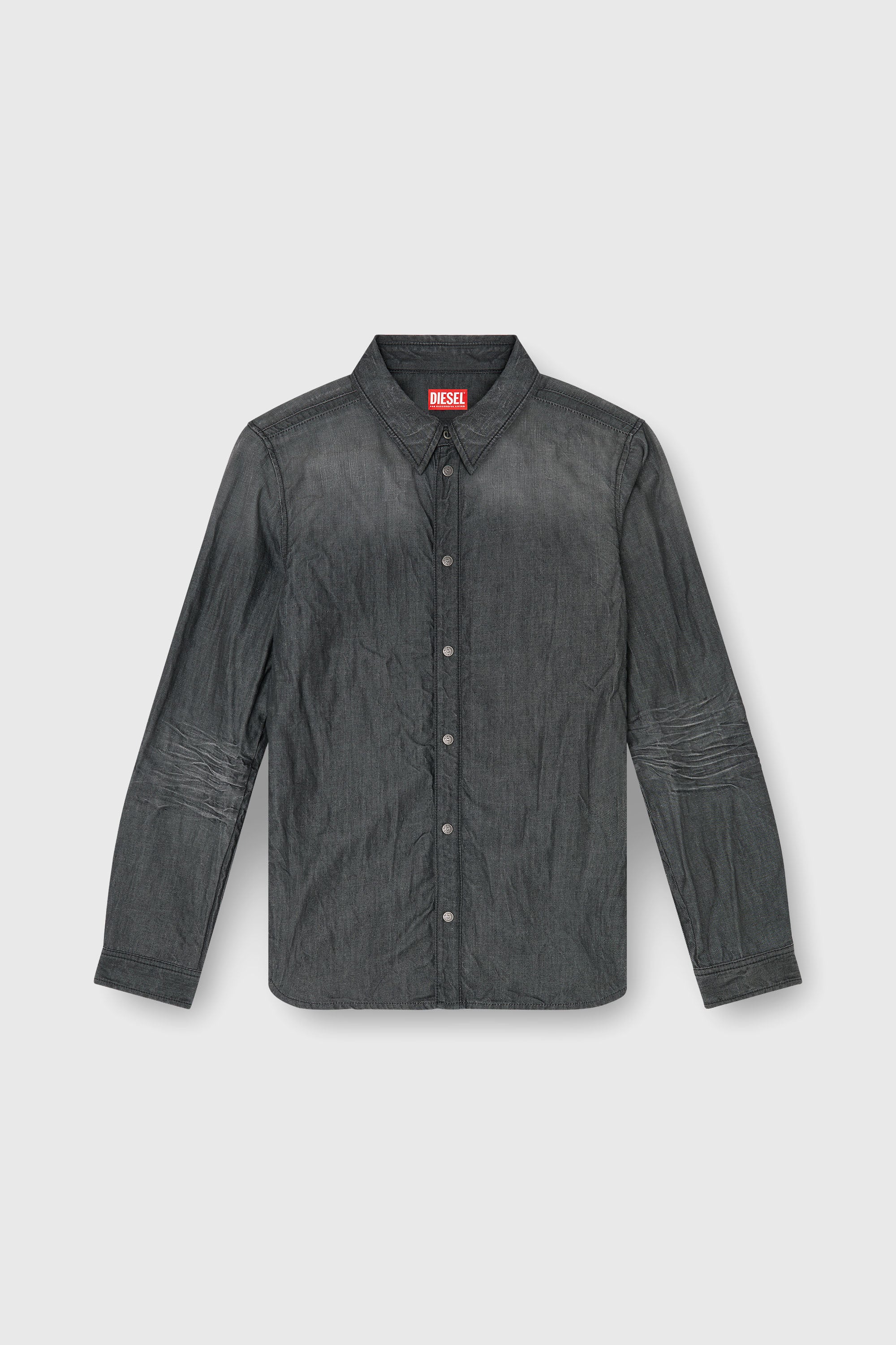 Diesel - D-SYNAR-FSJ2, Camisa de denim arrugado Hombre in Gris - 1