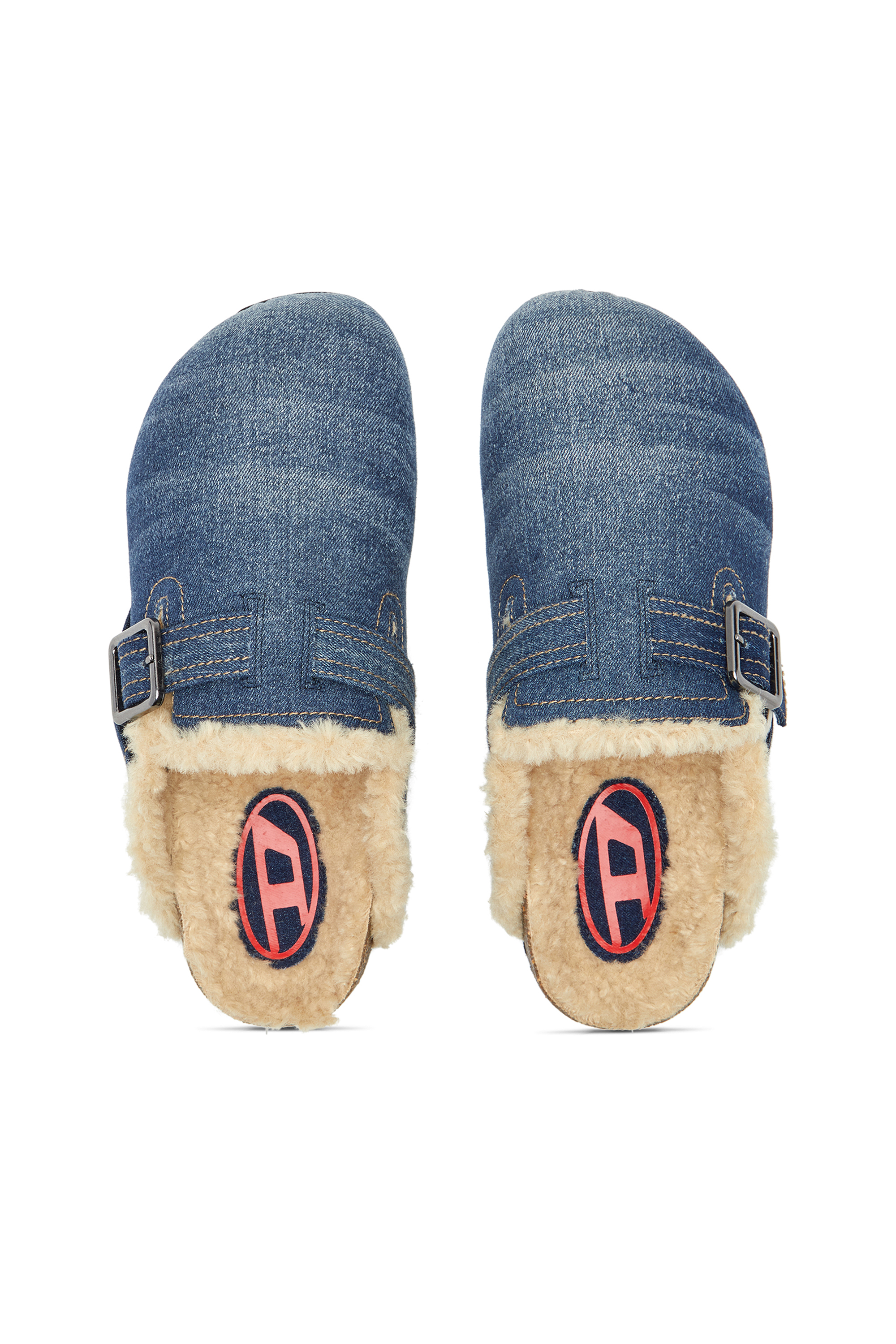 Diesel - D-WOODSTOCK X, Man's D-Woodstock-Denim mules with fluffy lining in Blue - 5