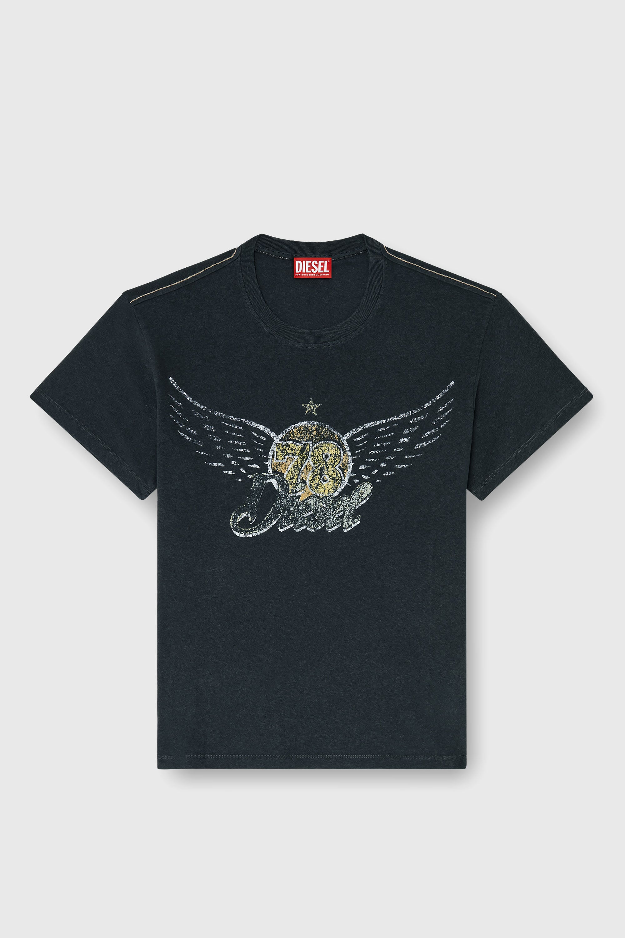 Diesel - T-GERIO-A, Camiseta de algod&oacute;n y c&aacute;&ntilde;amo con gr&aacute;ficos de concierto Hombre in Negro - 2