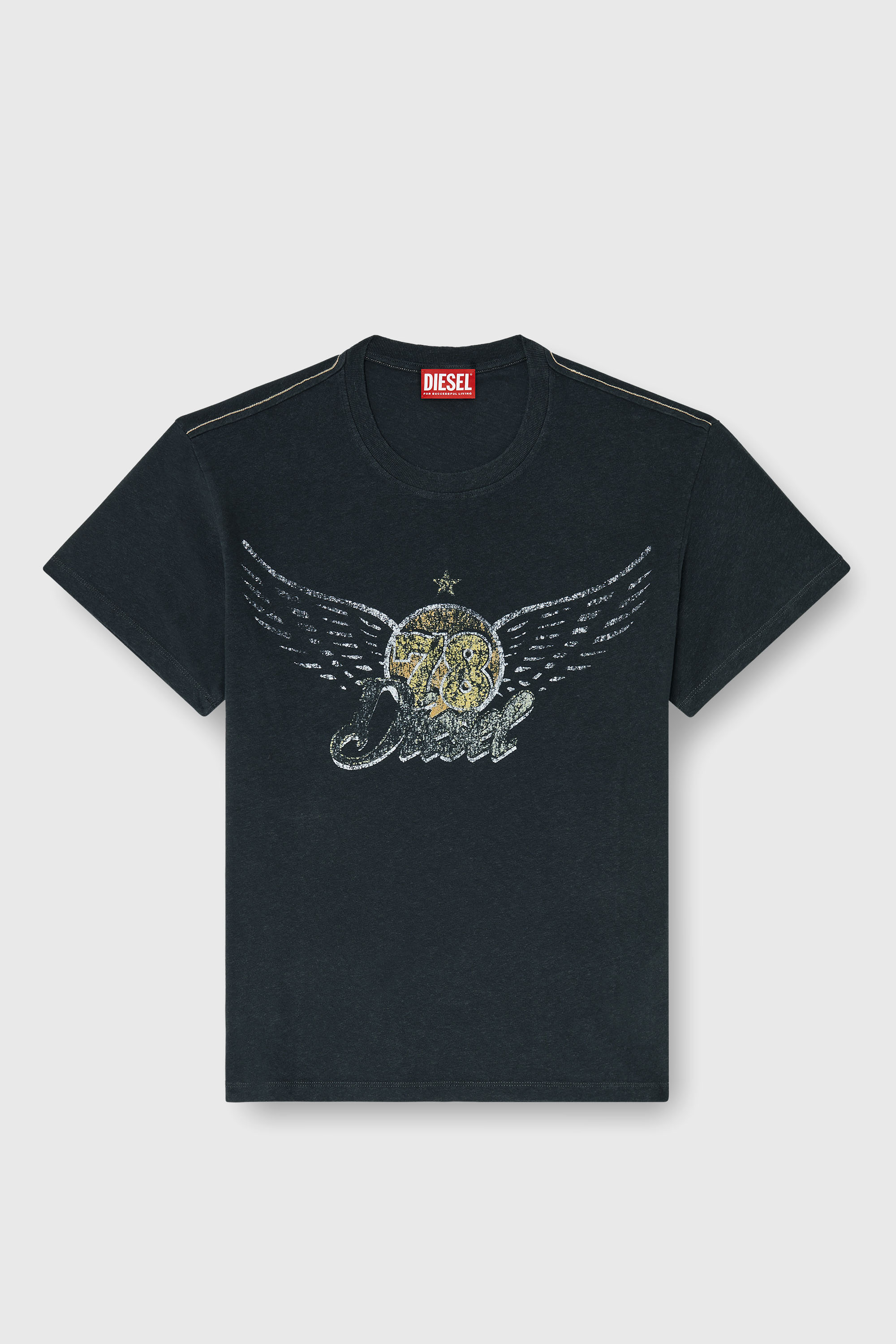 Diesel - T-GERIO-A, Camiseta de algod&oacute;n y c&aacute;&ntilde;amo con gr&aacute;ficos de concierto Hombre in Negro - 2