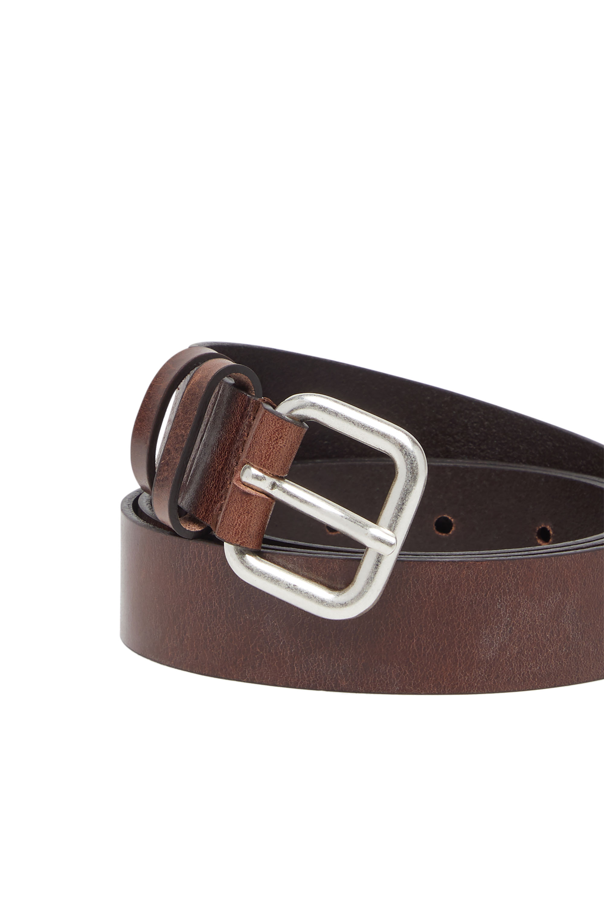 Diesel - B-INLAY, Cinturón 2.9 cm de cuero con logotipo oval D Unisex in Marrón - 3