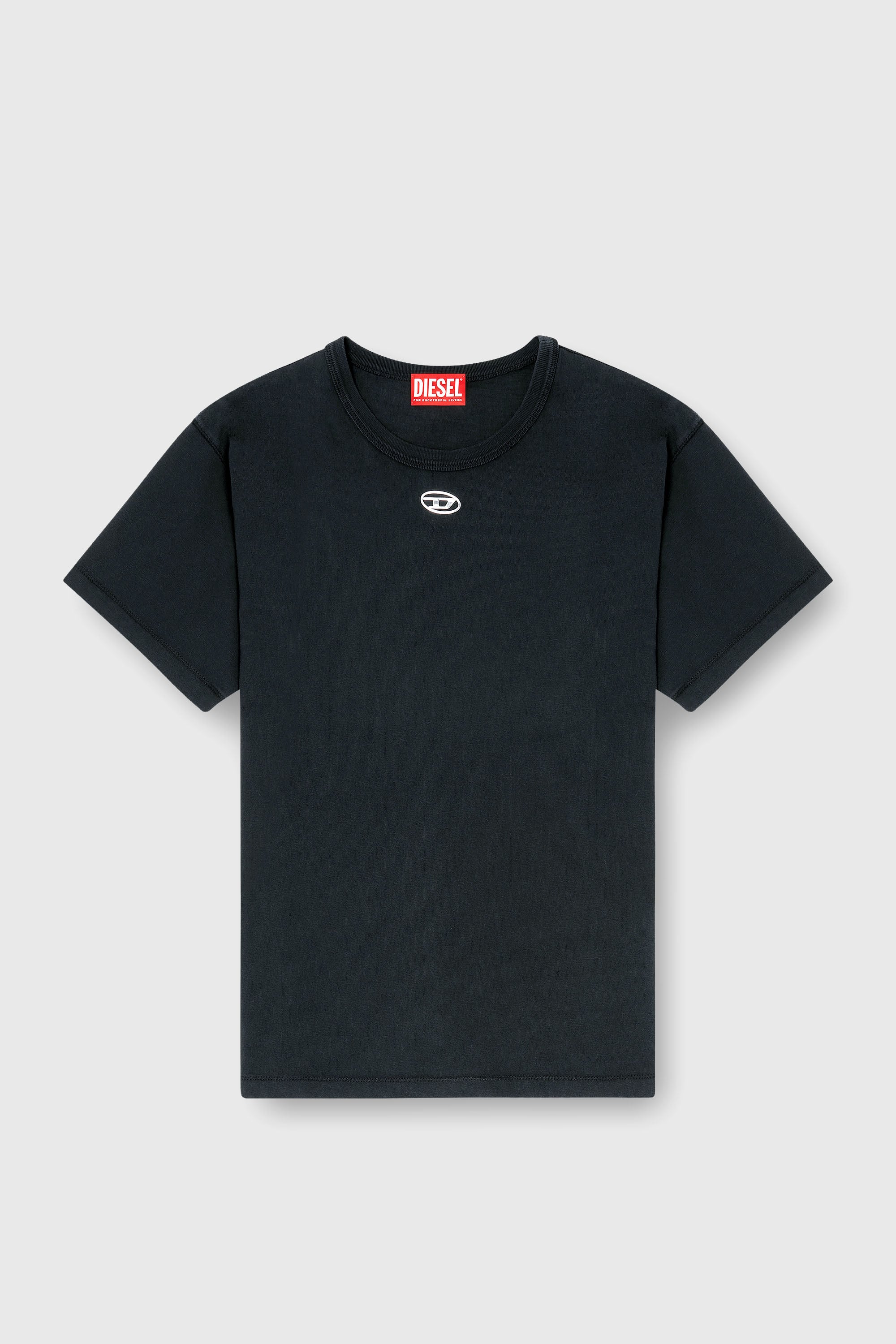 Diesel - T-NORMY-OD-S1, Camiseta de algod&oacute;n con Oval D met&aacute;lico Mujer in Negro - 2