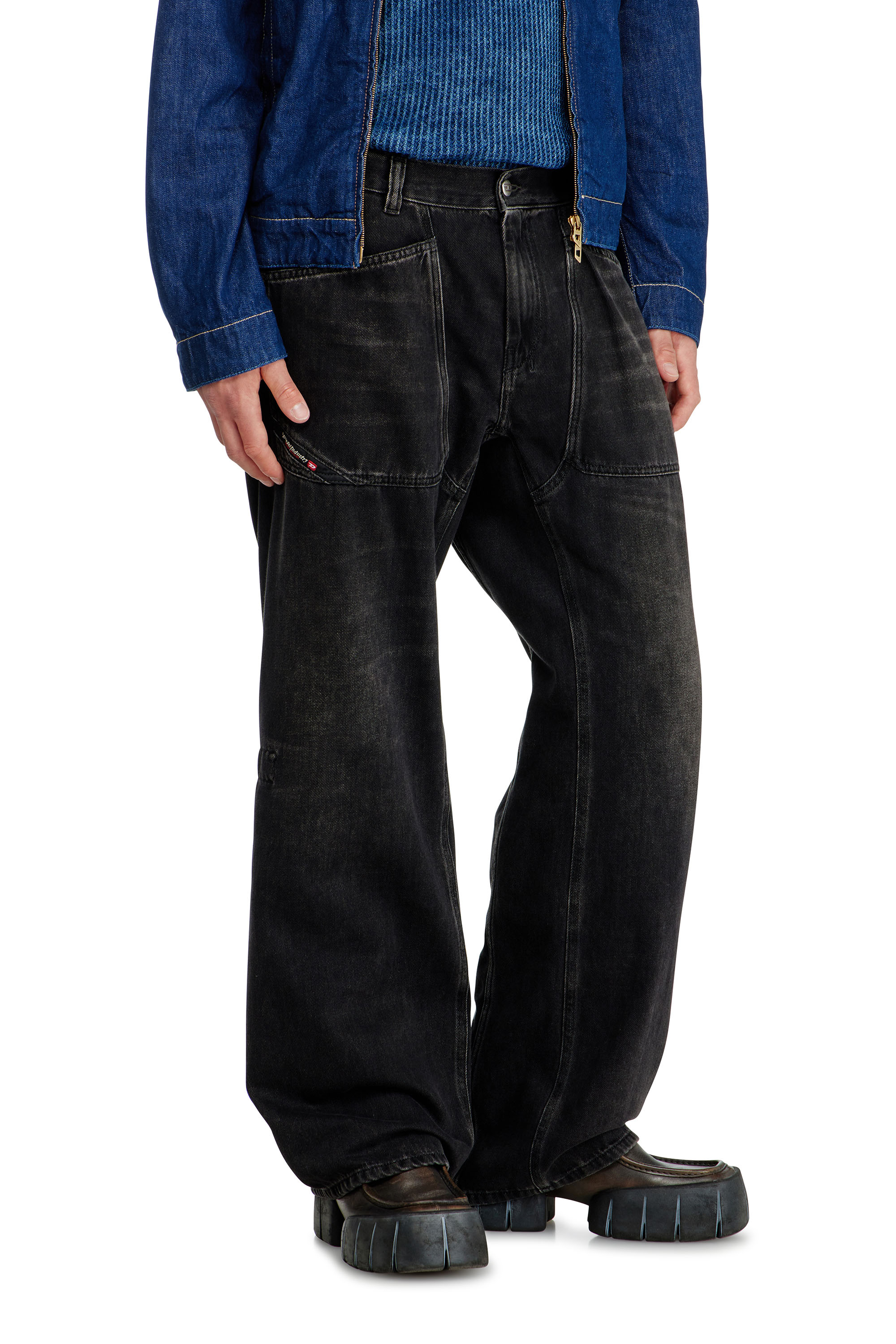 Diesel - Relaxed Jeans D-Zeta 09J96 Hombre, Negro/Gris oscuro - 7