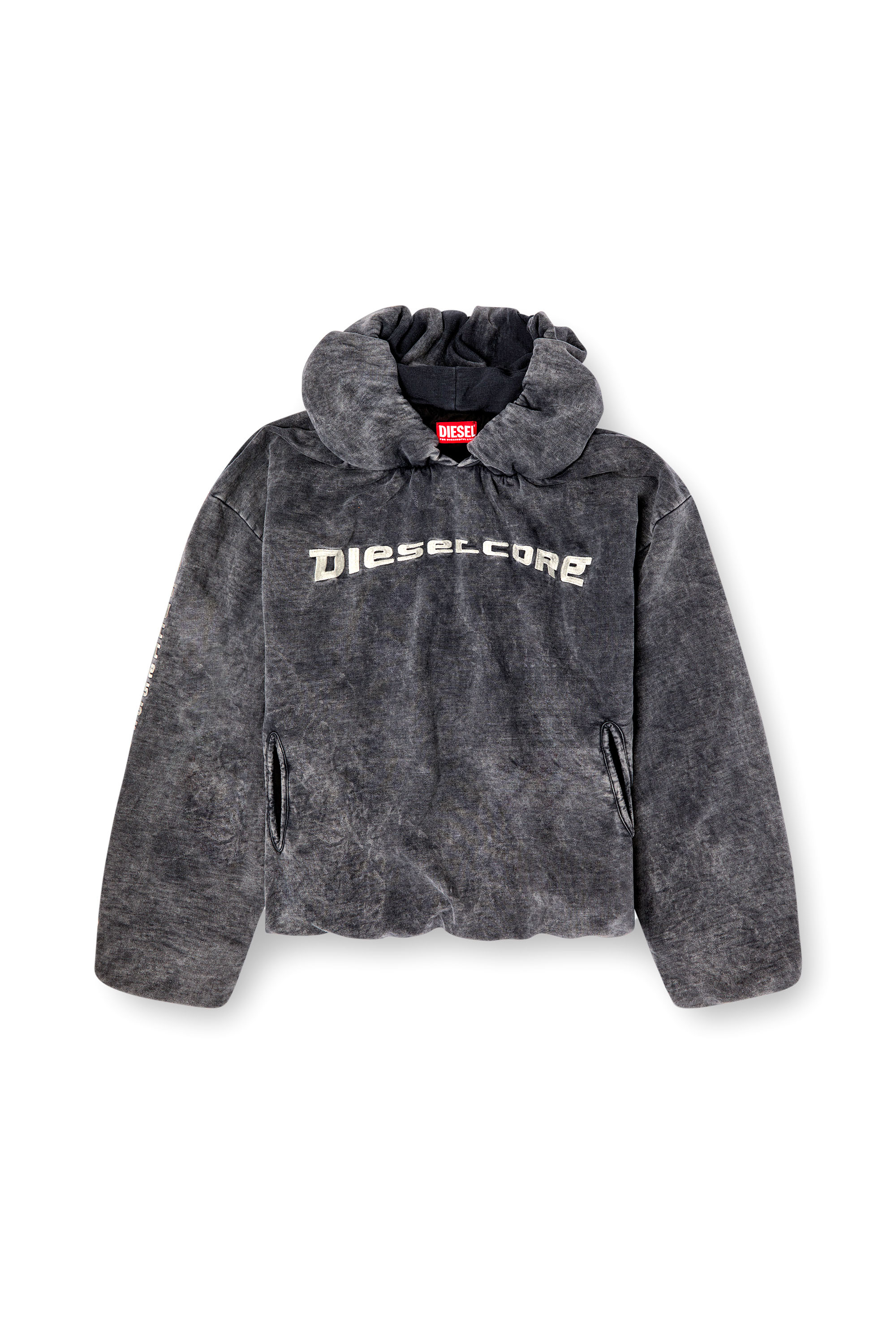 Diesel - S-FISHY, Sudadera con capucha con efecto denim Hombre in Negro - 3