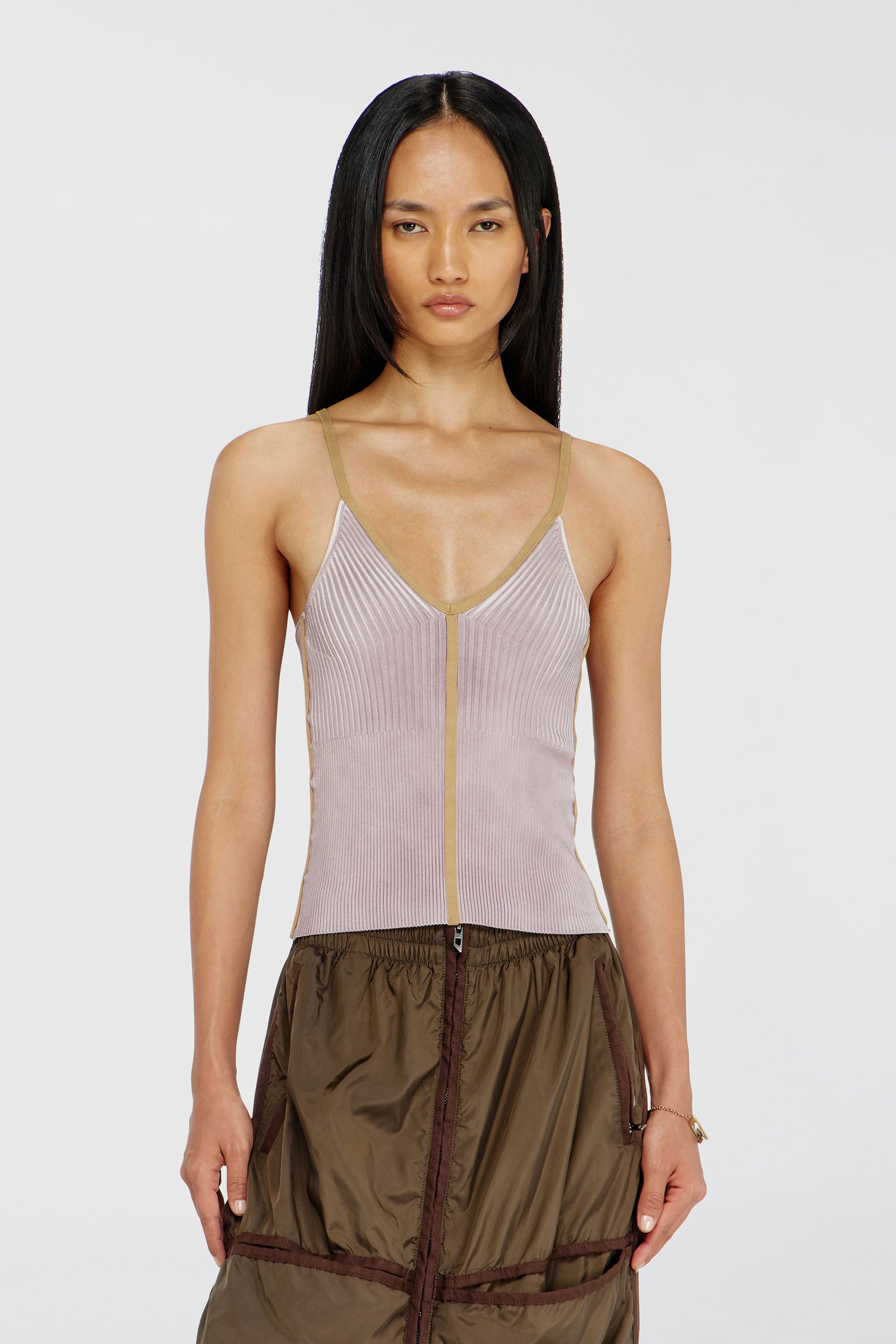 Diesel - M-SARMITE, Top de canal&eacute; con bandas en contraste Mujer in Morado - 1