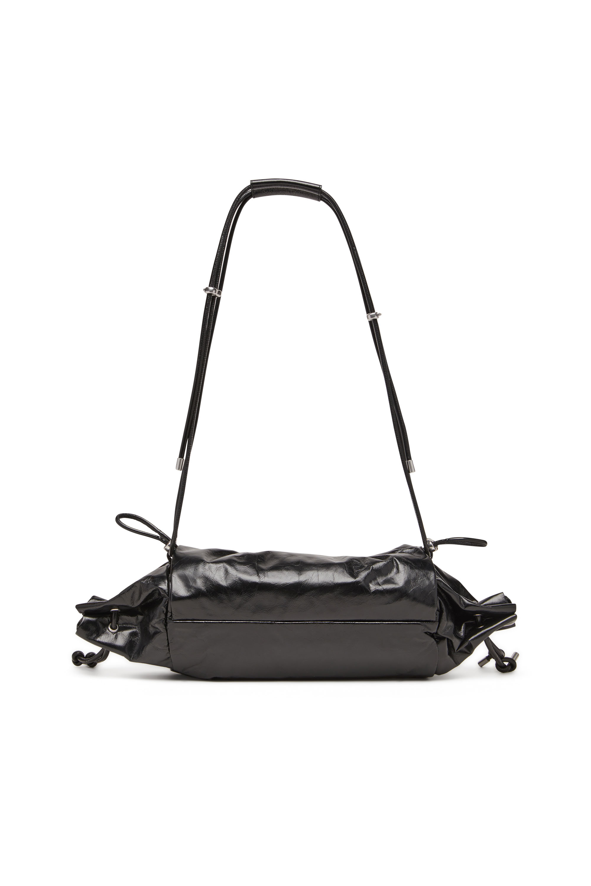 Diesel - SCRUNCH-D SHOULDER M, Bolso de hombro en cuero arrugado y brillante Mujer in Negro - 2